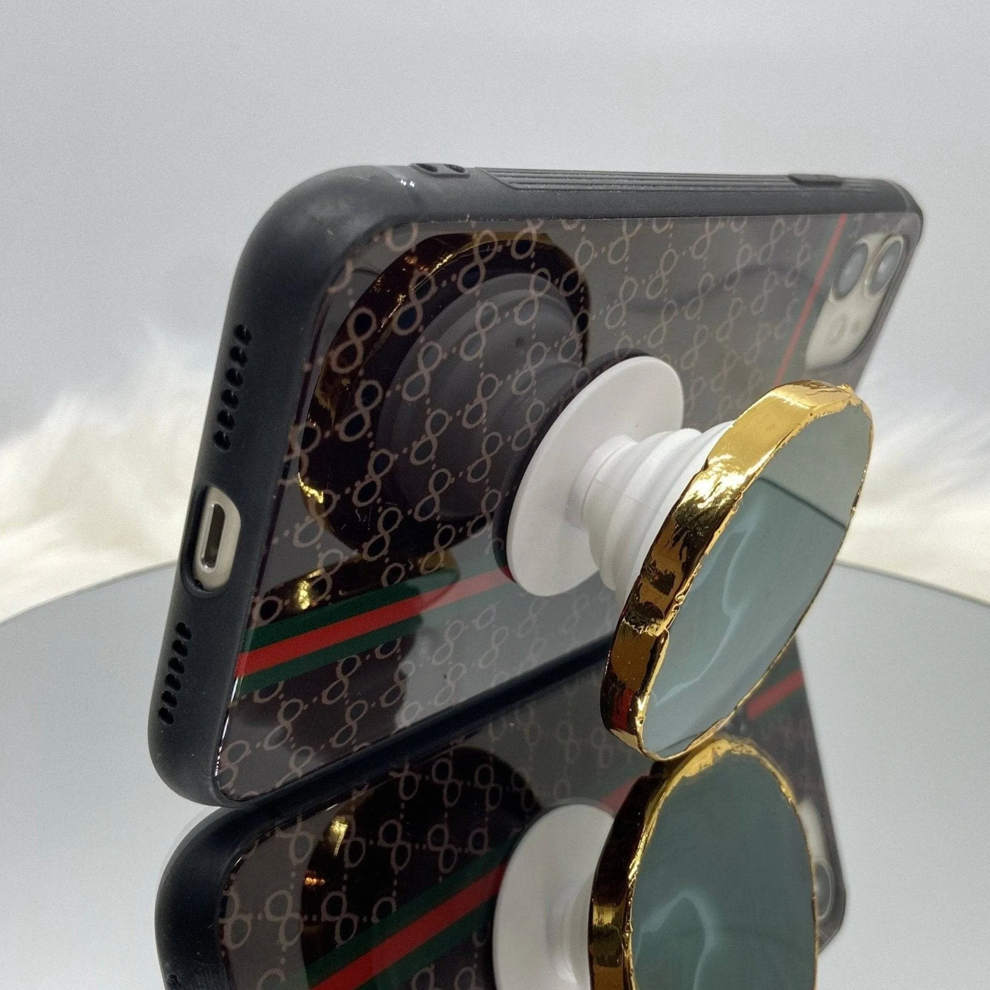 Ruby Quartz Natural Stone Phone Holder- Black Diamonds New York