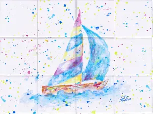 Sailboat Tile Mural, High Quality (won't fade), Indoor or Outdoor, Beach Wall Tiles, Backsplash, Shower, Mosaic