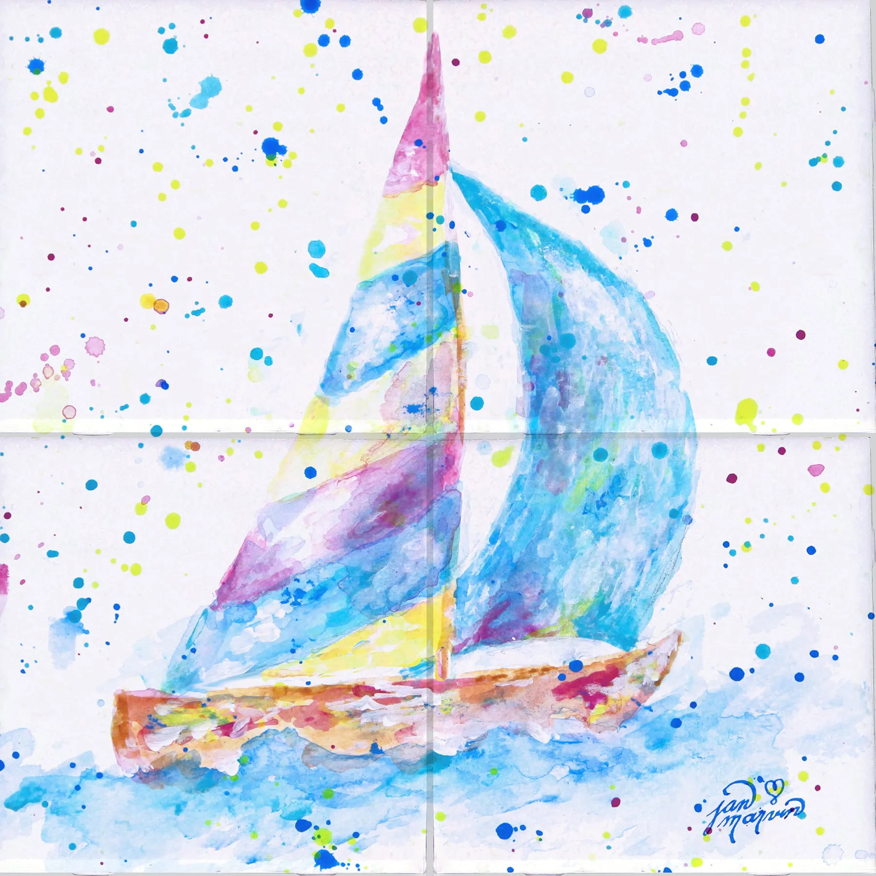 Sailboat Tile Mural, High Quality (won't fade), Indoor or Outdoor, Beach Wall Tiles, Backsplash, Shower, Mosaic