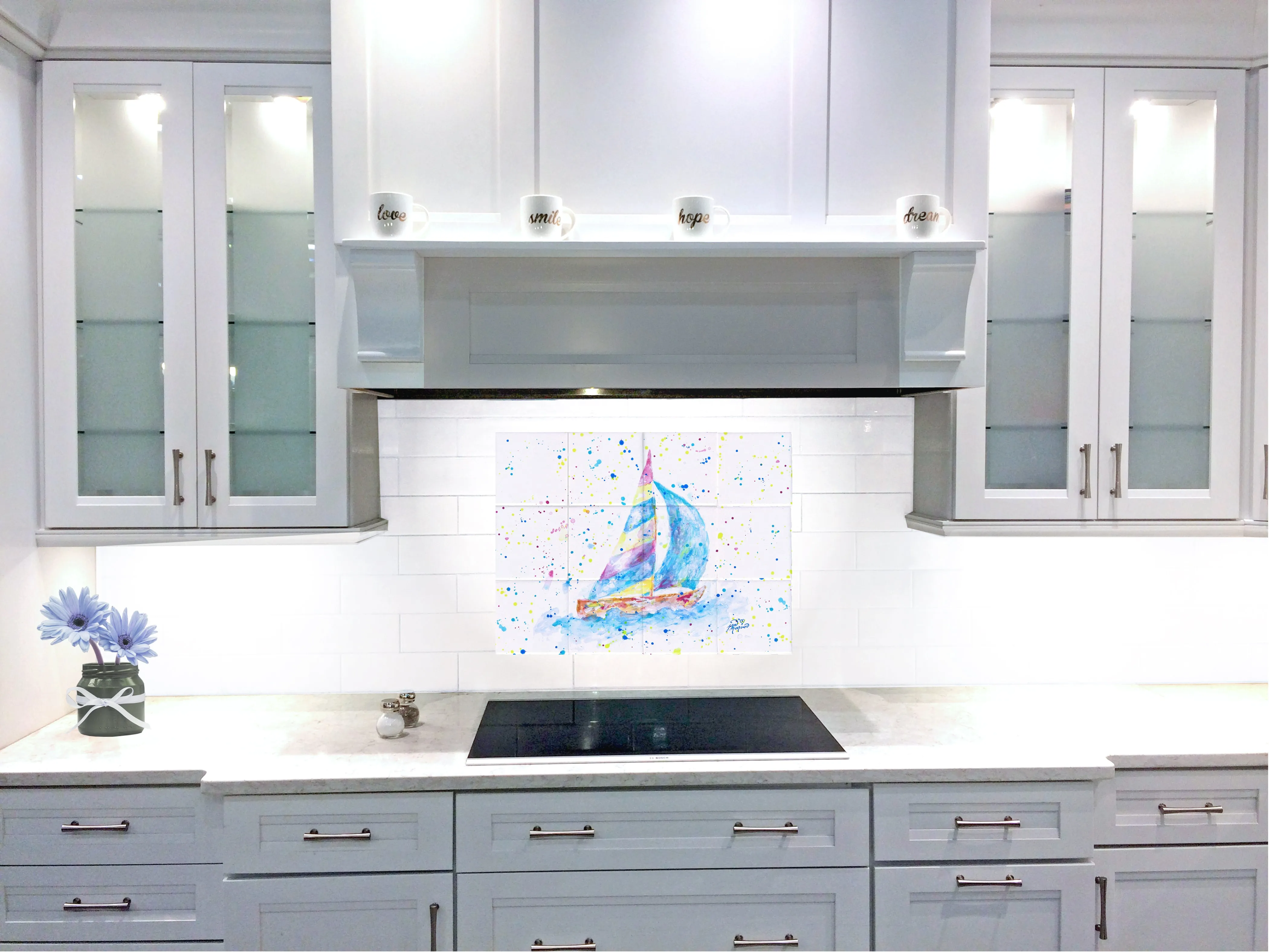 Sailboat Tile Mural, High Quality (won't fade), Indoor or Outdoor, Beach Wall Tiles, Backsplash, Shower, Mosaic
