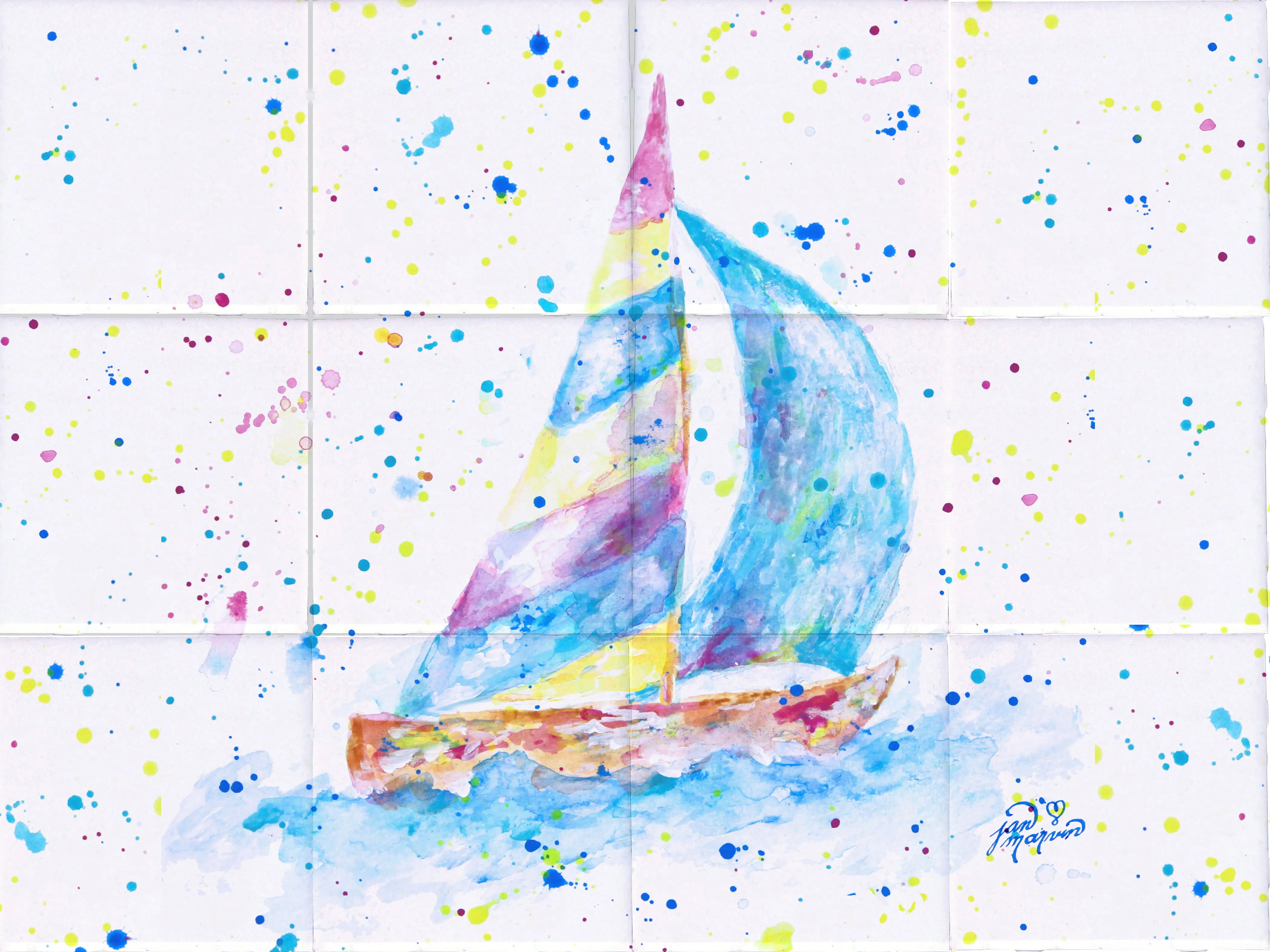 Sailboat Tile Mural, High Quality (won't fade), Indoor or Outdoor, Beach Wall Tiles, Backsplash, Shower, Mosaic