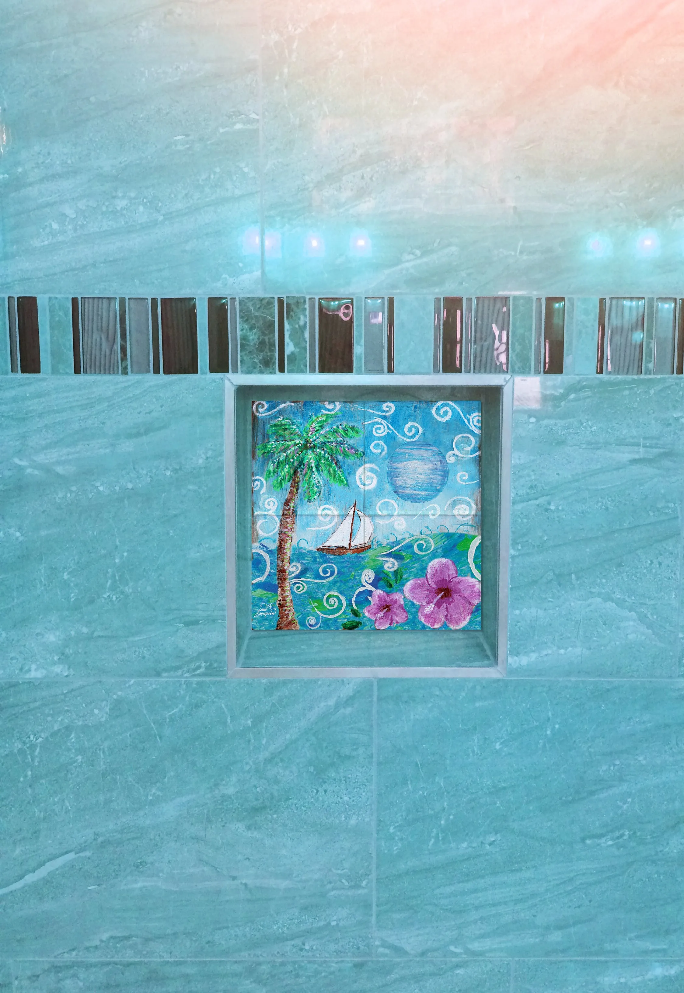 Sailing in the Summer Tile Mural, High Quality (won't fade), Indoor or Outdoor, Beach Wall Tiles, Backsplash, Shower, Mosaic