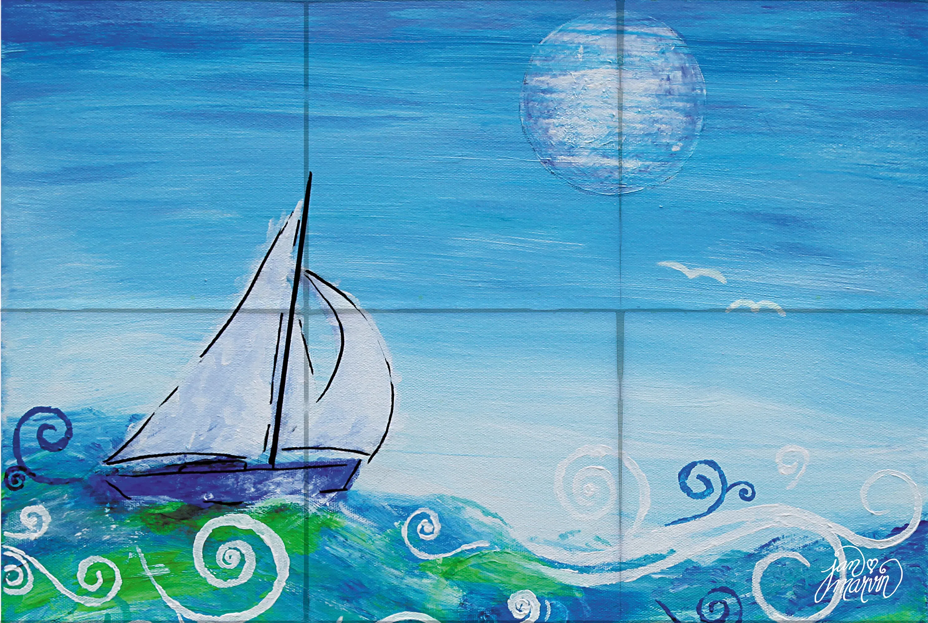 Sailing Tile Mural, High Quality (won't fade), Indoor or Outdoor, Beach Wall Tiles, Backsplash, Shower, Mosaic