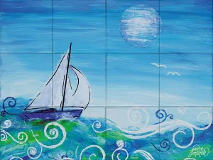 Sailing Tile Mural, High Quality (won't fade), Indoor or Outdoor, Beach Wall Tiles, Backsplash, Shower, Mosaic