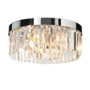 Saxby 35612 Crystal 5lt flush IP44 18W Chrome effect plate & clear crystal (k9) glass detail 5 x 18W G9 clear capsule (Required)