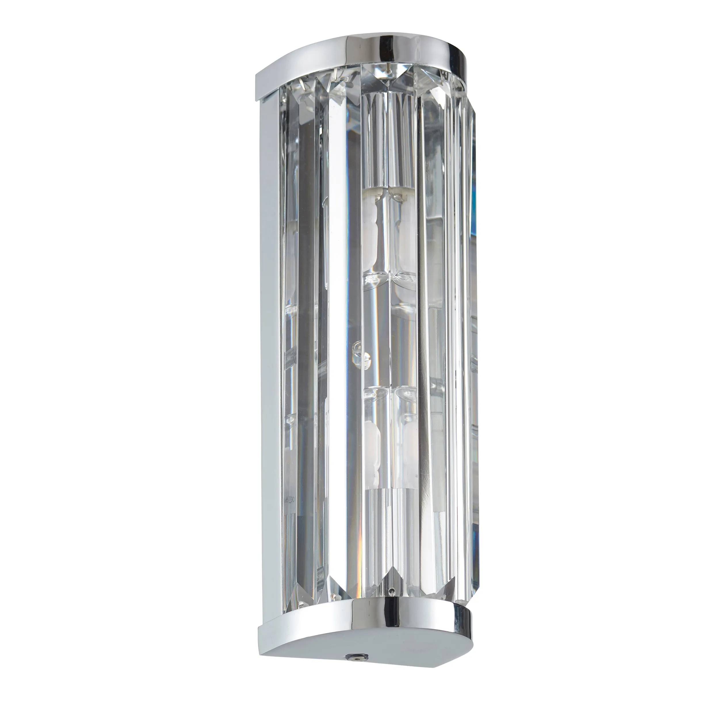 Saxby 39629 Crystal 2lt wall IP44 18W Chrome effect plate & clear crystal (k9) glass detail 2 x 18W G9 clear capsule (Required)