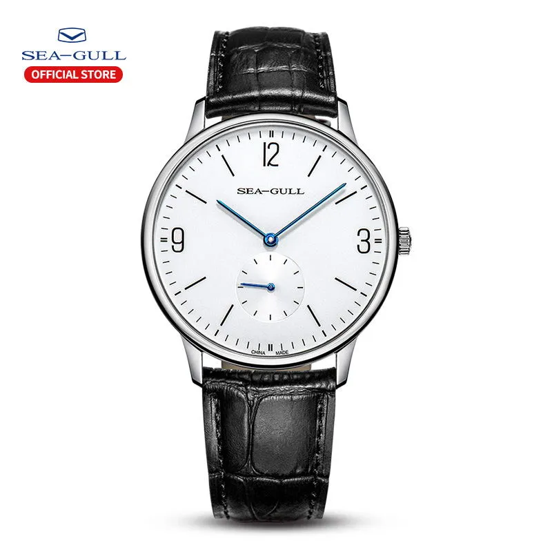 Sea-Gull 12,3,9 hour index with 6 o'clock seconds sub-dial complication. Waterproof and Sapphire manual wind Watch 819.17.6004