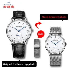 Sea-Gull 12,3,9 hour index with 6 o'clock seconds sub-dial complication. Waterproof and Sapphire manual wind Watch 819.17.6004