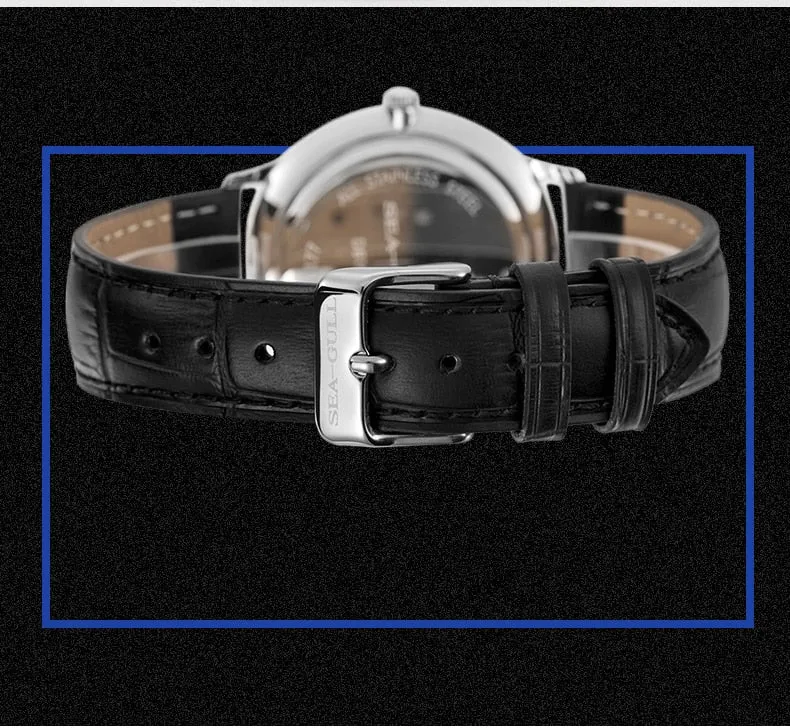 Sea-Gull 12,3,9 hour index with 6 o'clock seconds sub-dial complication. Waterproof and Sapphire manual wind Watch 819.17.6004