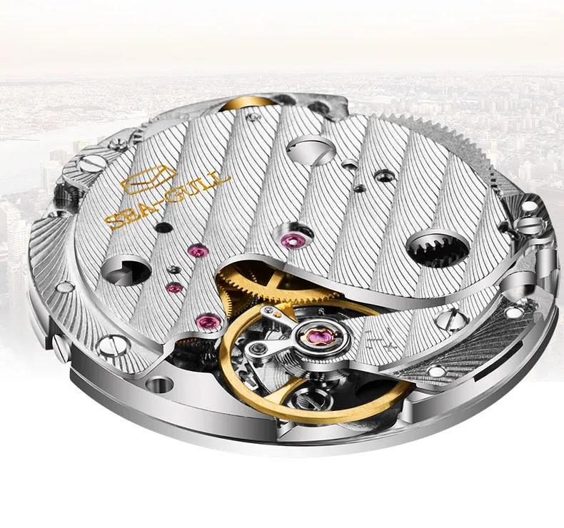 Sea-Gull Automatic waterproof Rose Gold Mechanical watch with seconds sub-dial. Calibre : ST17  Movement : 519.12.6075 (white) 819.22.6075 (Black)