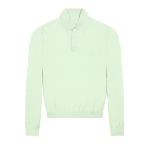 Seafoam Long Sleeve Cashmere and Silk Polo Shirt