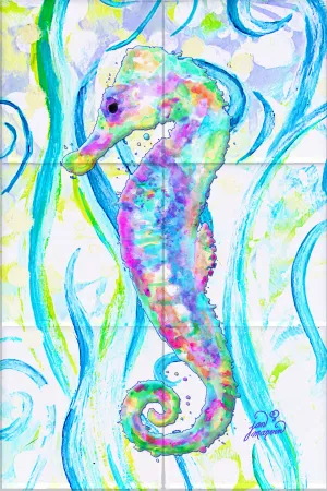 Seahorse Tile Mural, High Quality (won't fade), Indoor or Outdoor, Beach Wall Tiles, Backsplash, Shower, Mosaic, Commercial & Residential
