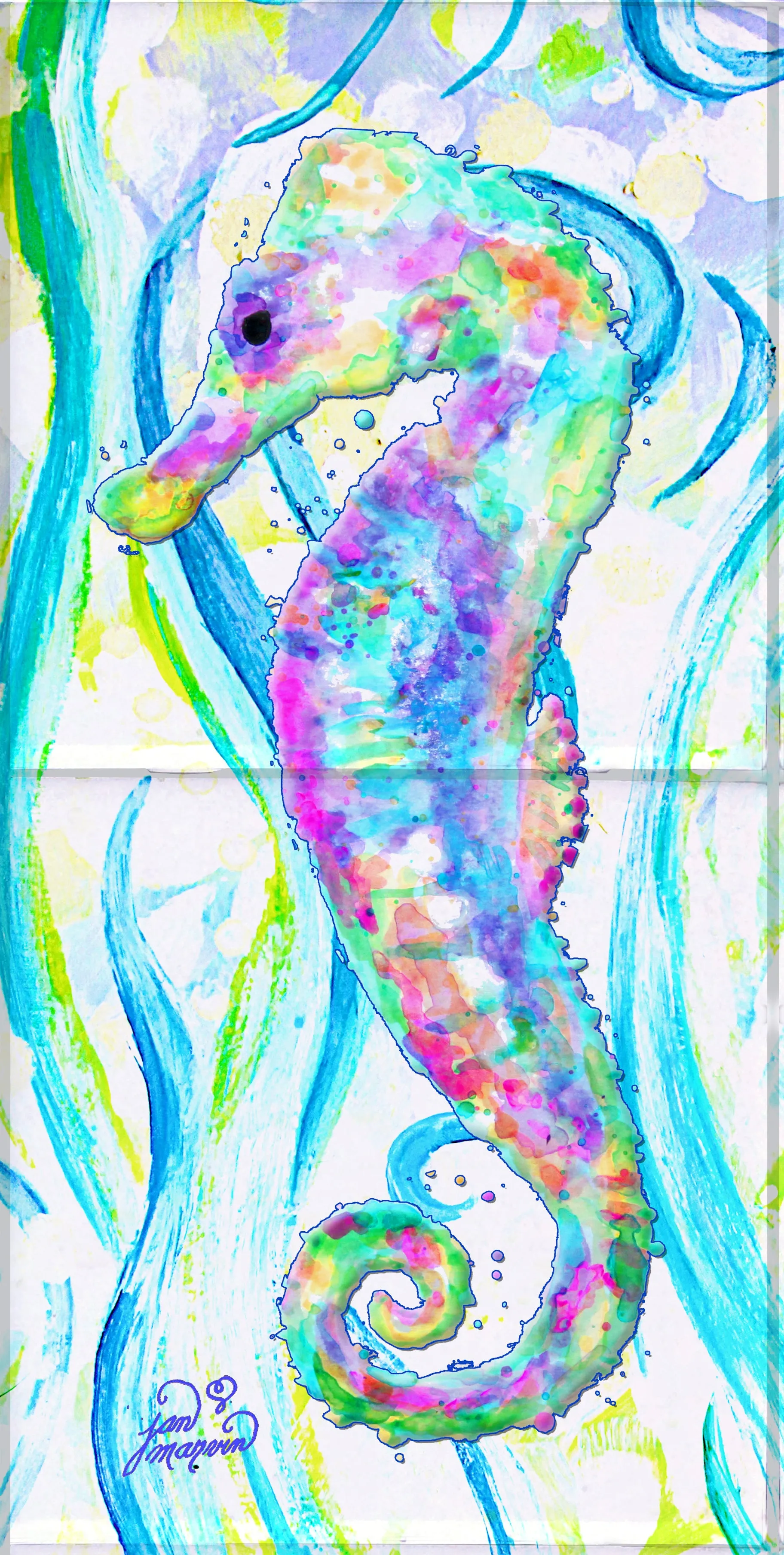 Seahorse Tile Mural, High Quality (won't fade), Indoor or Outdoor, Beach Wall Tiles, Backsplash, Shower, Mosaic, Commercial & Residential
