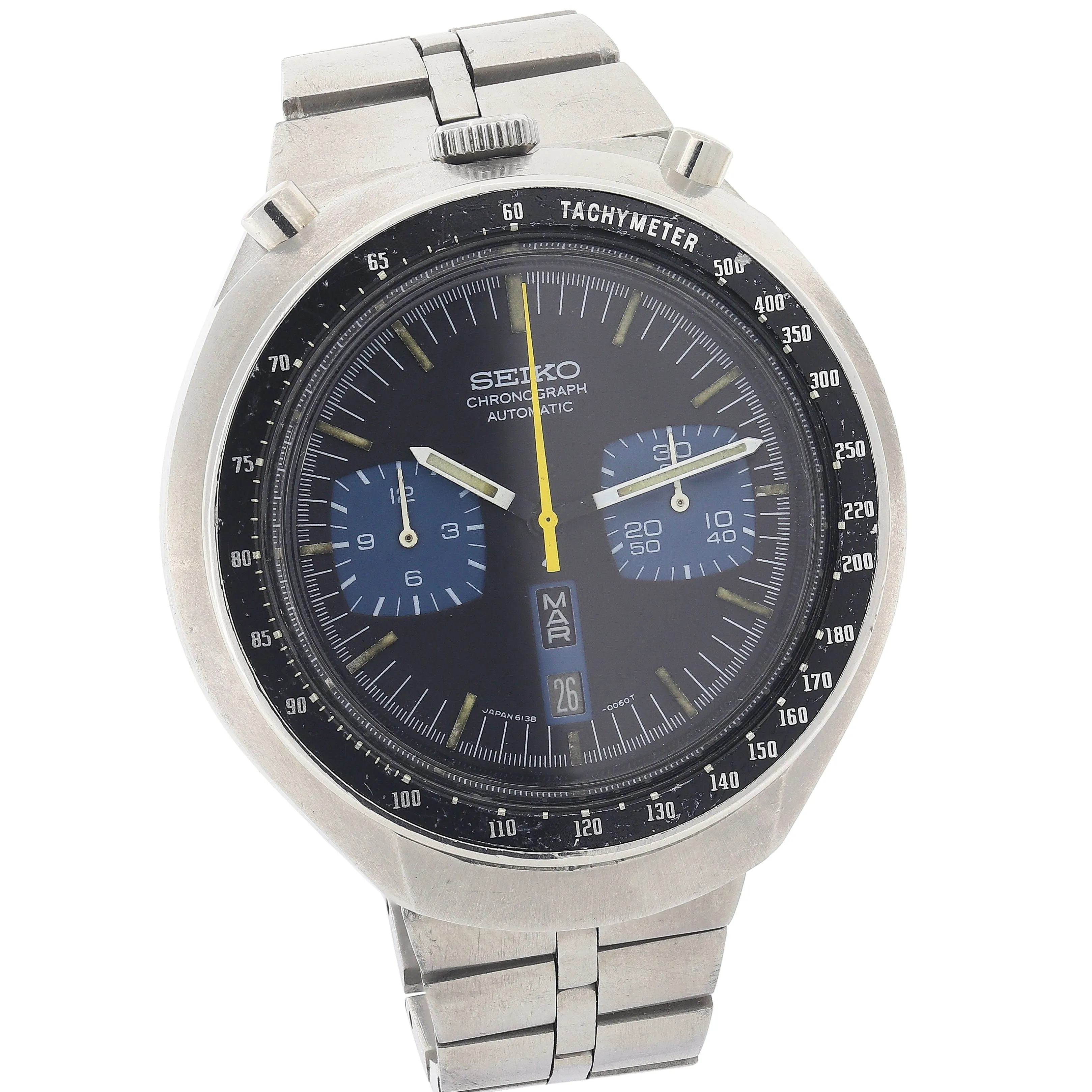 Seiko 6138-0040 Bullhead -0060T Blue Chronograph Automatic c. 1976 Steel 44 mm