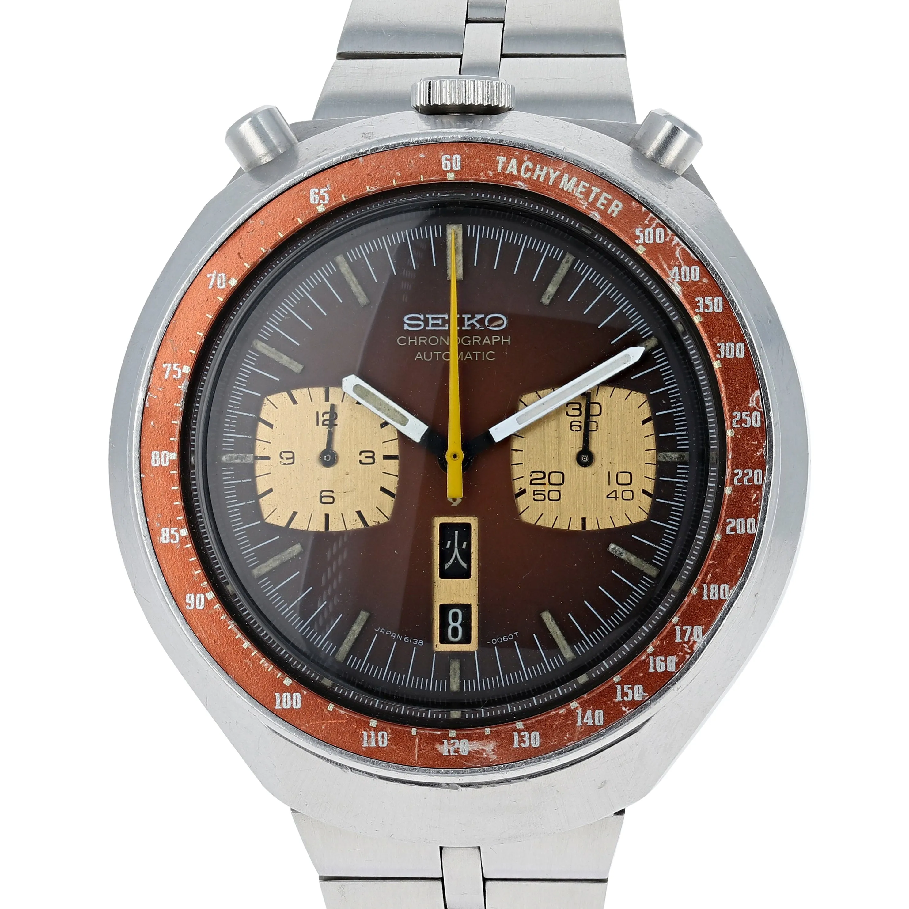 Seiko 6138-0040 Bullhead -0060T Chronograph Automatic c. 1977 Fishbone Steel 44 mm