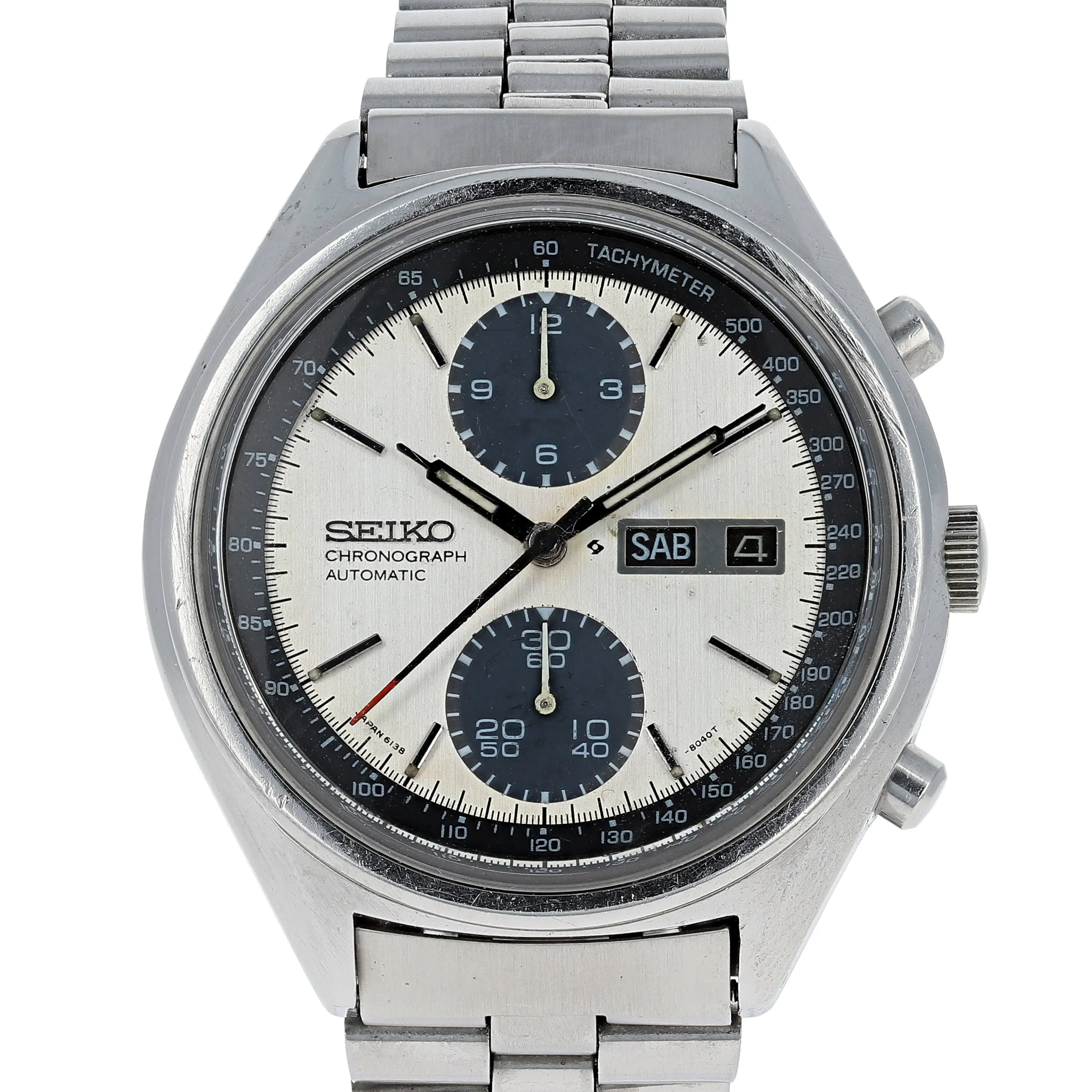 Seiko 6138-8021 Panda -8040T Chronograph Automatic c. 1978 Unpolished Steel 41 mm