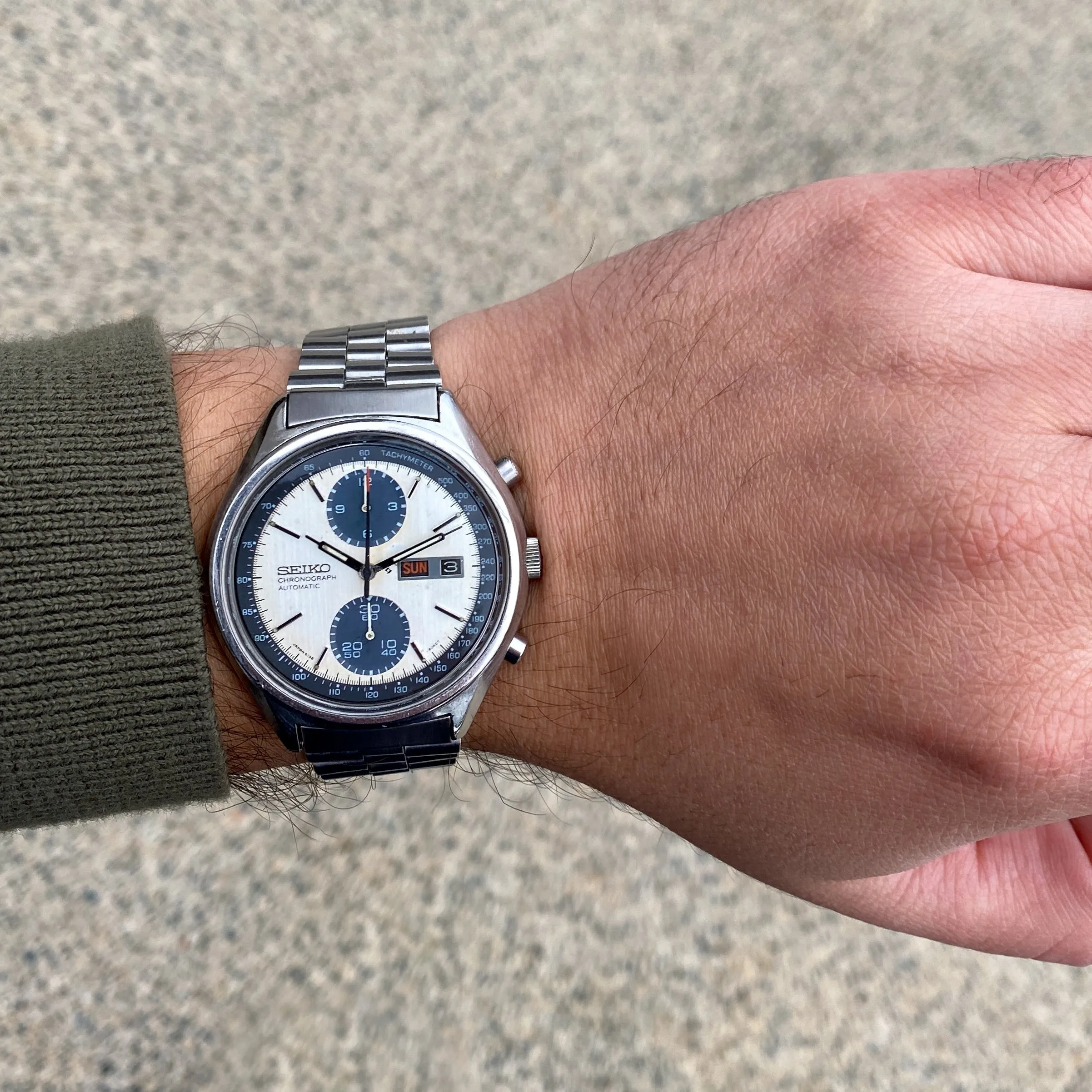 Seiko 6138-8021 Panda -8040T Chronograph Automatic c. 1978 Unpolished Steel 41 mm