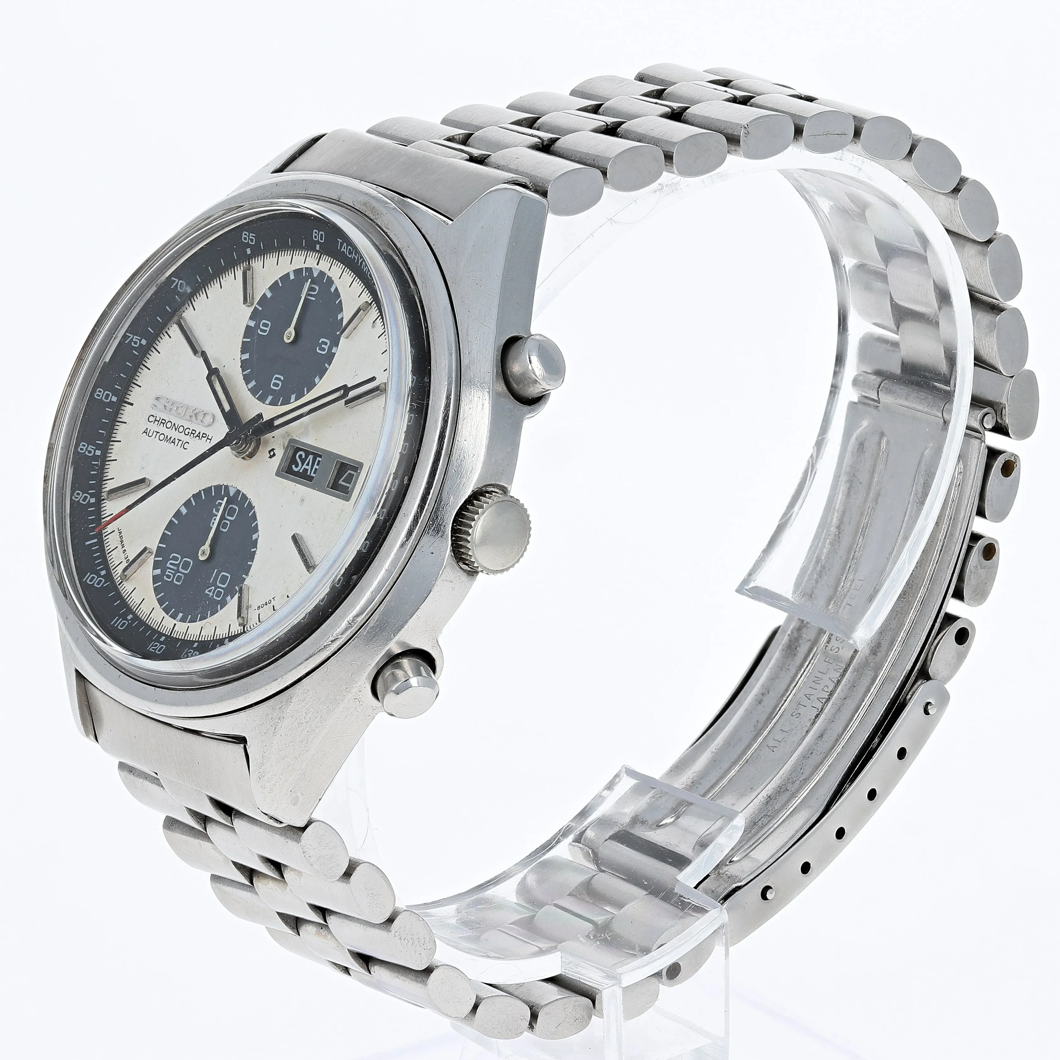 Seiko 6138-8021 Panda -8040T Chronograph Automatic c. 1978 Unpolished Steel 41 mm