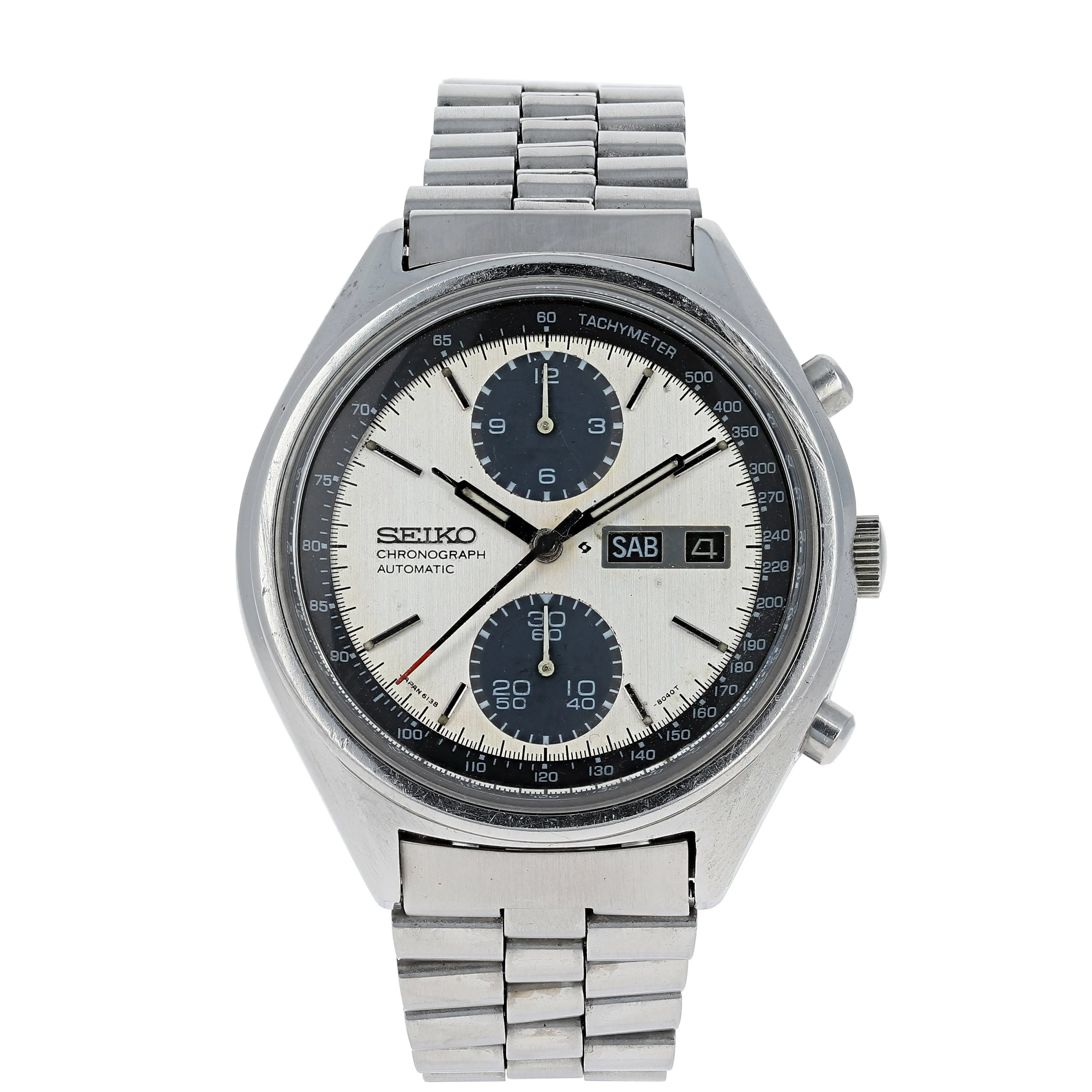 Seiko 6138-8021 Panda -8040T Chronograph Automatic c. 1978 Unpolished Steel 41 mm