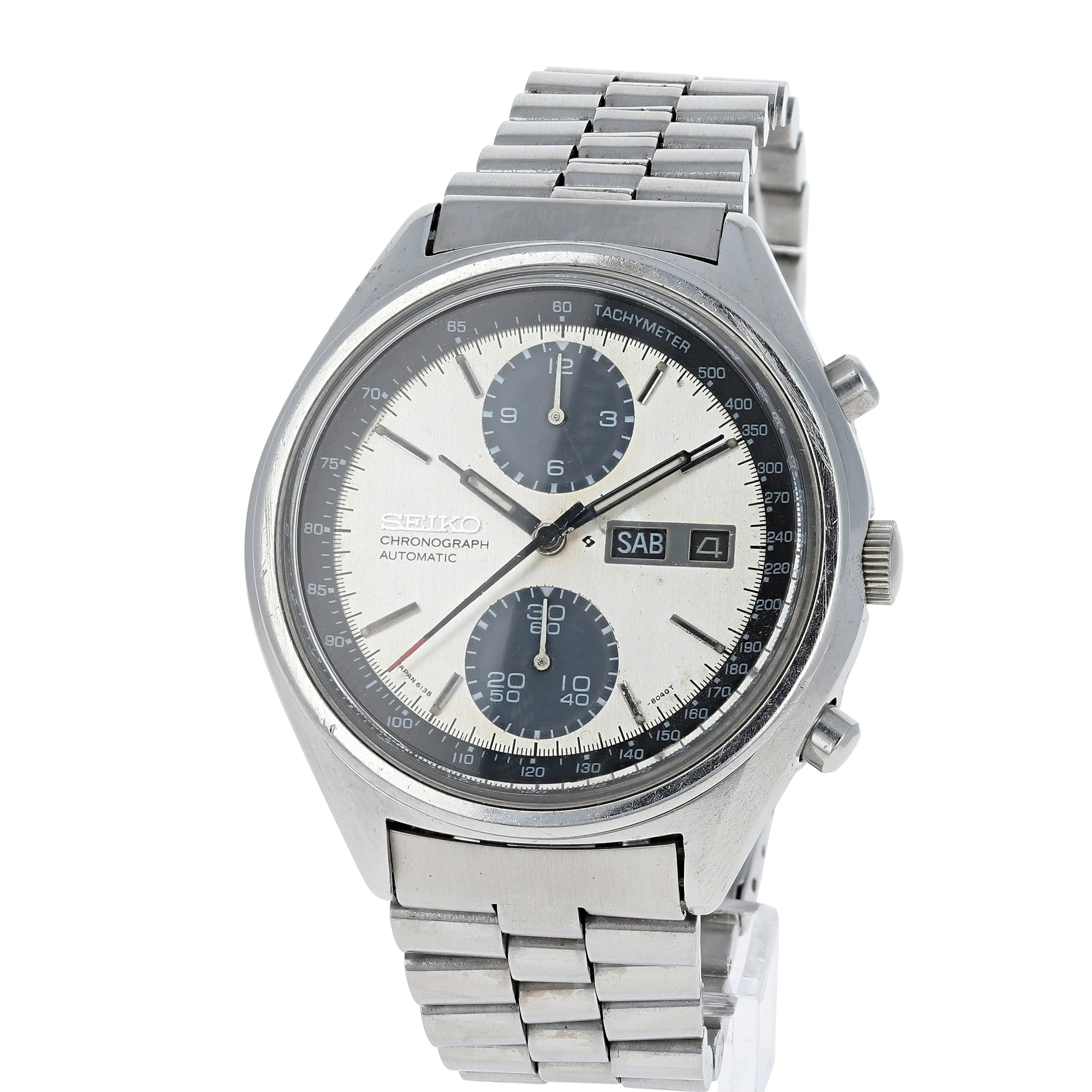 Seiko 6138-8021 Panda -8040T Chronograph Automatic c. 1978 Unpolished Steel 41 mm