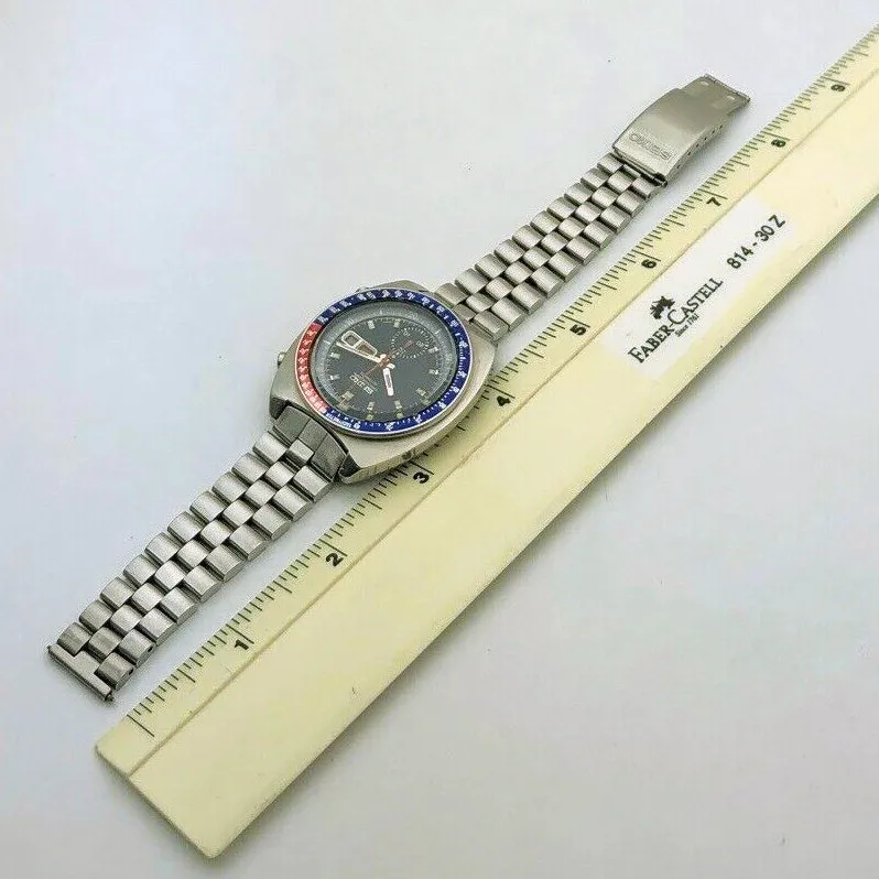 Seiko 6139-6002 Pogue AH001M -0030T Black Dial Automatic Chronograph c. 1974 Steel 41 mm