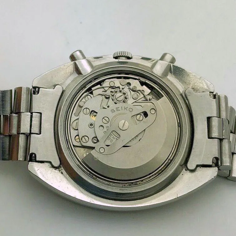 Seiko 6139-6002 Pogue AH001M -0030T Black Dial Automatic Chronograph c. 1974 Steel 41 mm