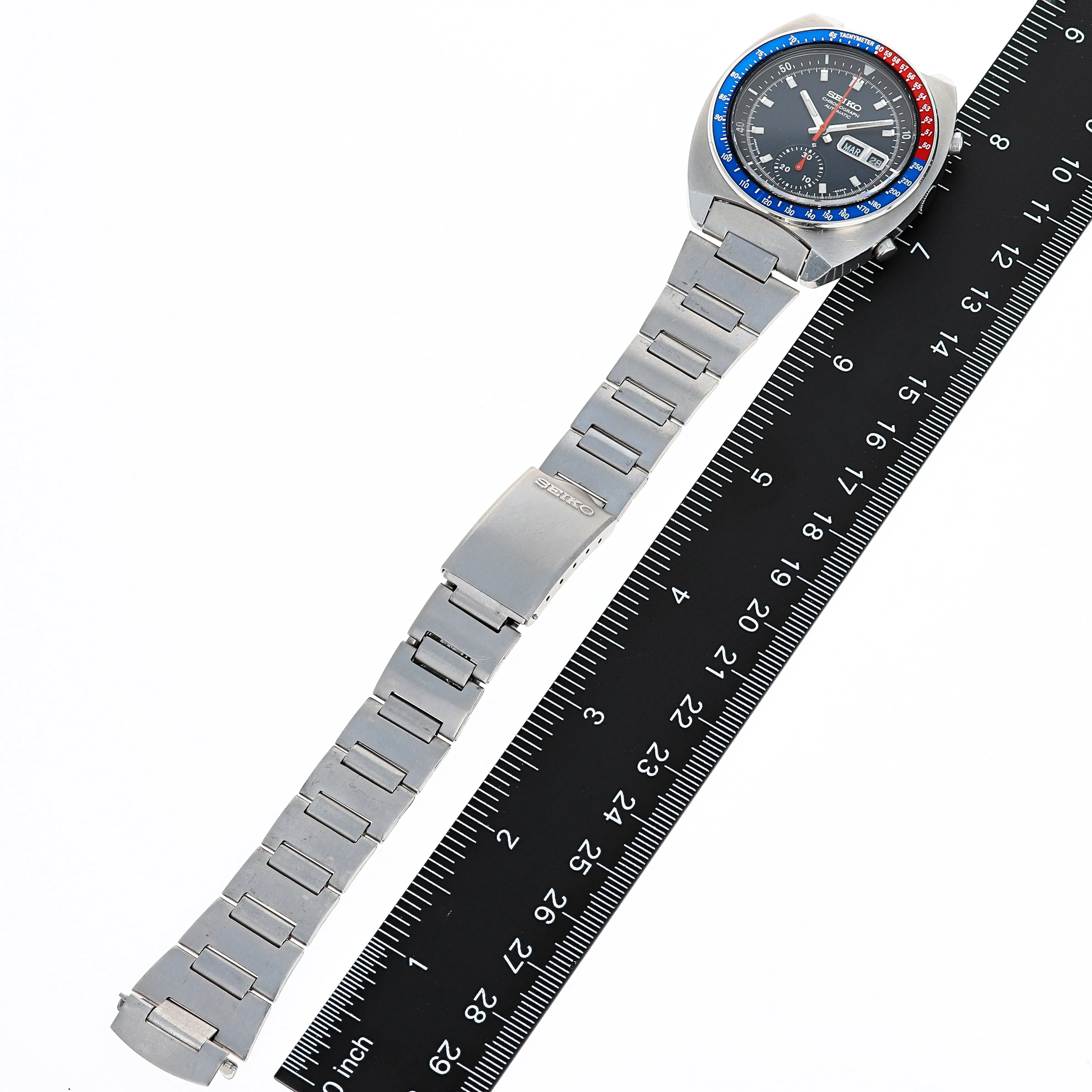 Seiko 6139-6002 Pogue AH001M -6030R Blue Black Automatic Chronograph c. 1979 Steel 41 mm