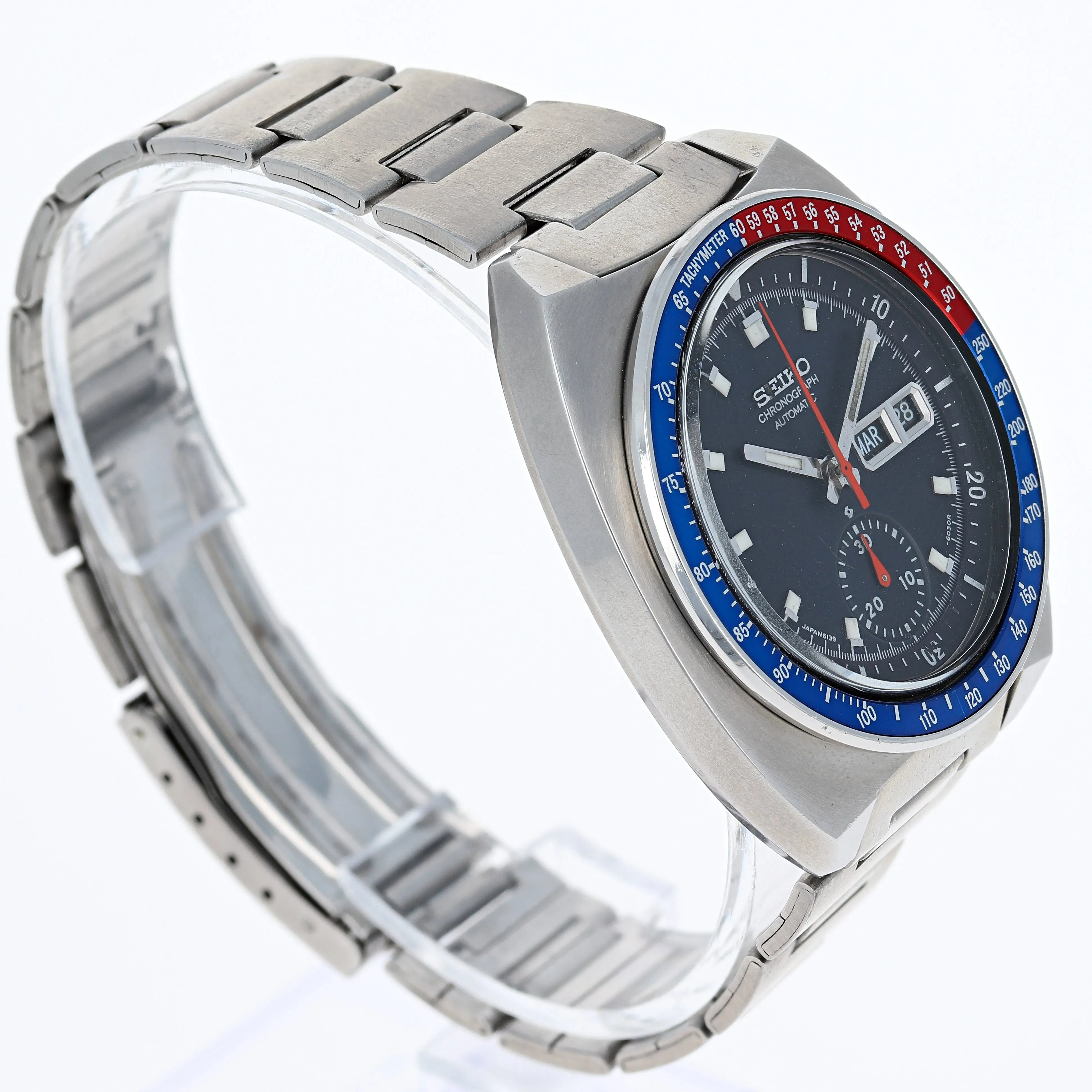 Seiko 6139-6002 Pogue AH001M -6030R Blue Black Automatic Chronograph c. 1979 Steel 41 mm
