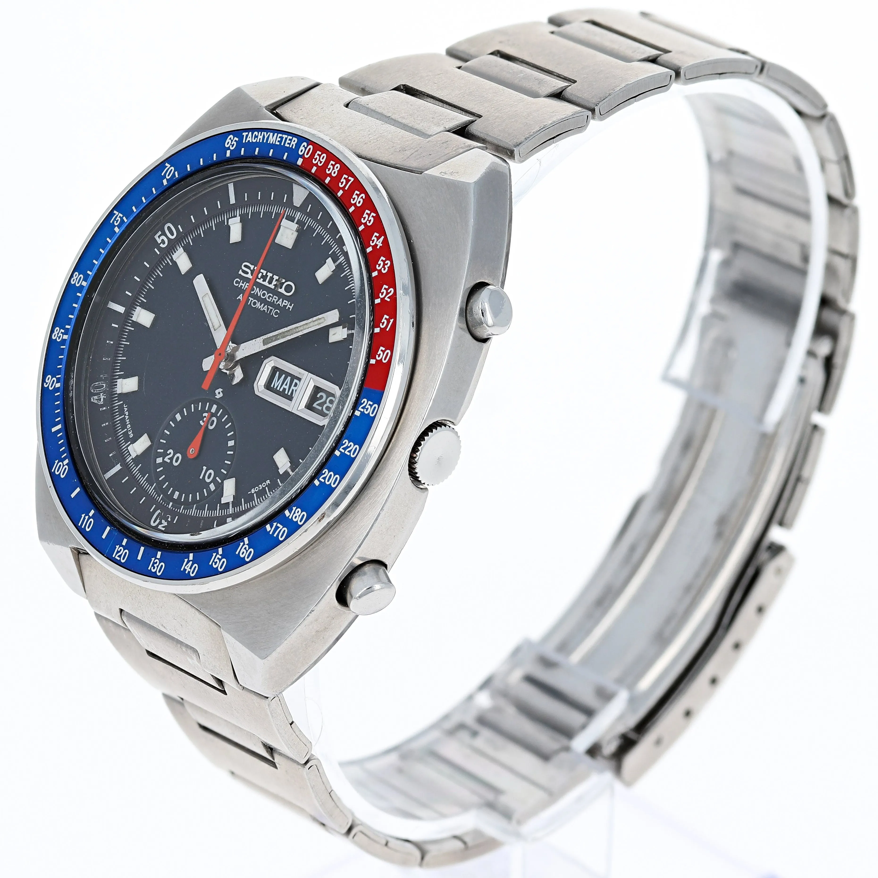 Seiko 6139-6002 Pogue AH001M -6030R Blue Black Automatic Chronograph c. 1979 Steel 41 mm