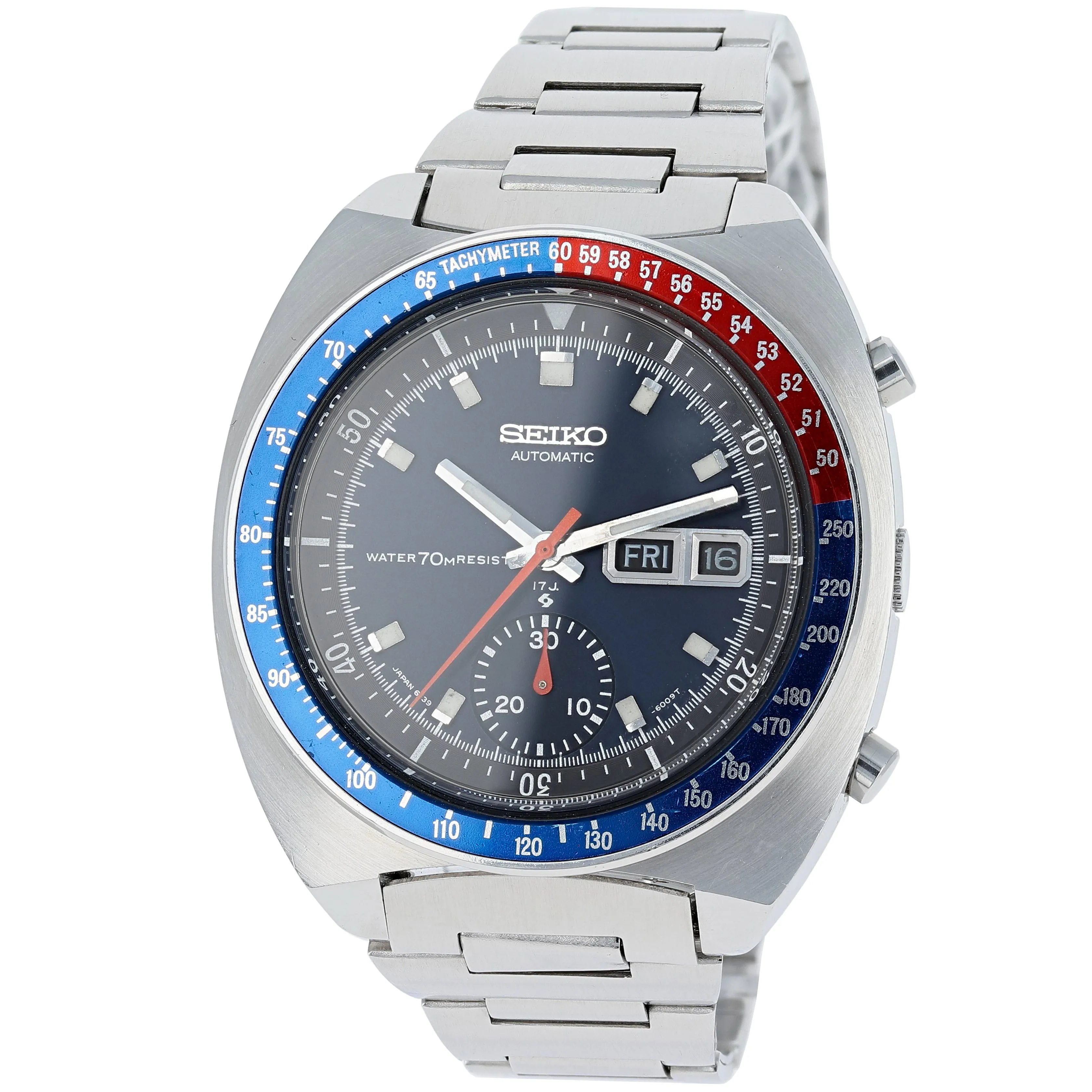 Seiko 6139-6002 Pogue RARE 6139A Water 70M Resist Blue Chronograph c. 1969 Steel 41 mm