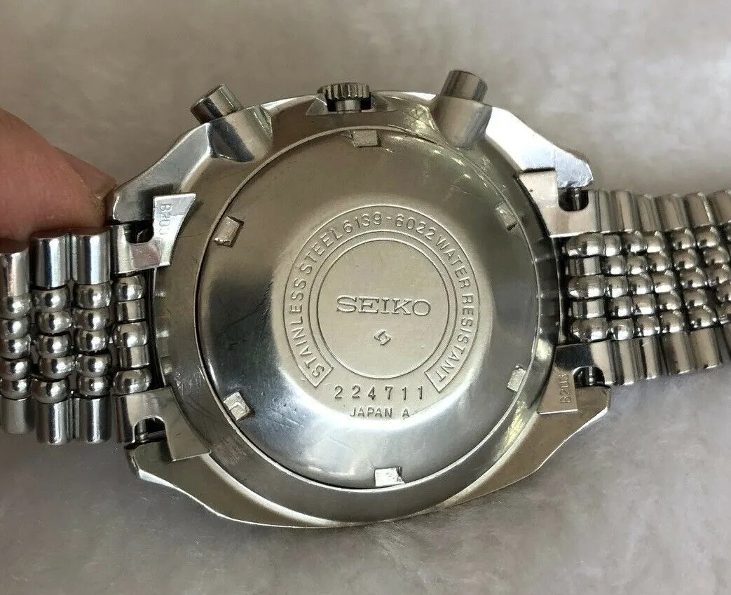 Seiko 6139-6022 Pulsations -6020T Tropical Black Automatic Chronograph c. 1972 Steel 40 mm