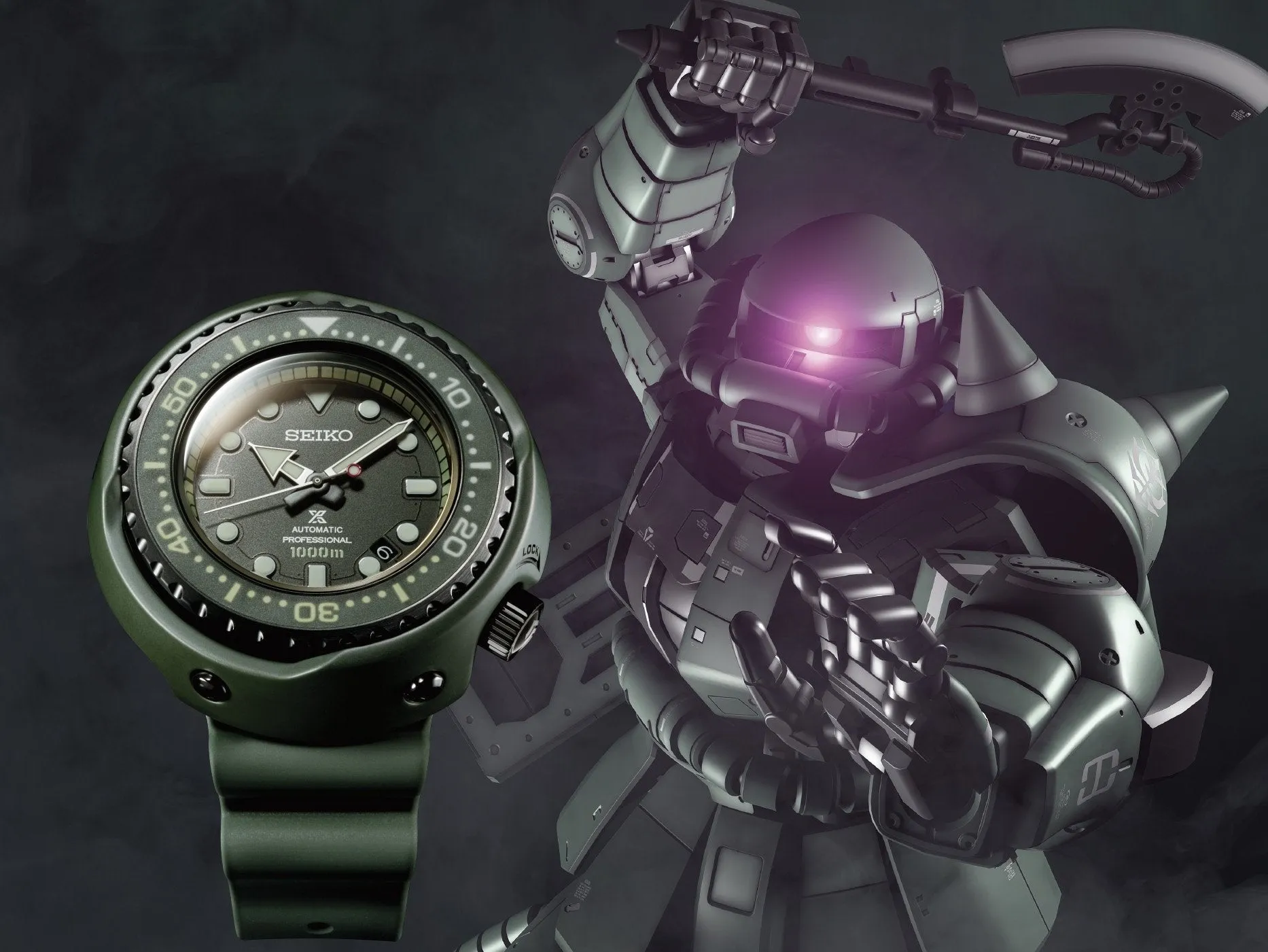 Seiko Prospex X Mobile Suit Gundam 40th Anniversary Zaku II Mechanical Automatic Professional 1000M Diver Tuna Can SLA029