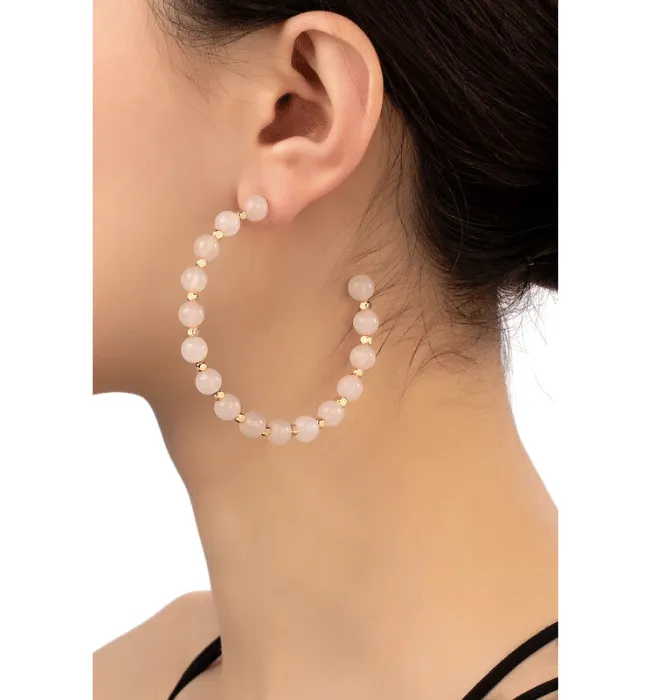 Semi Precious Stone Hoop Earrings