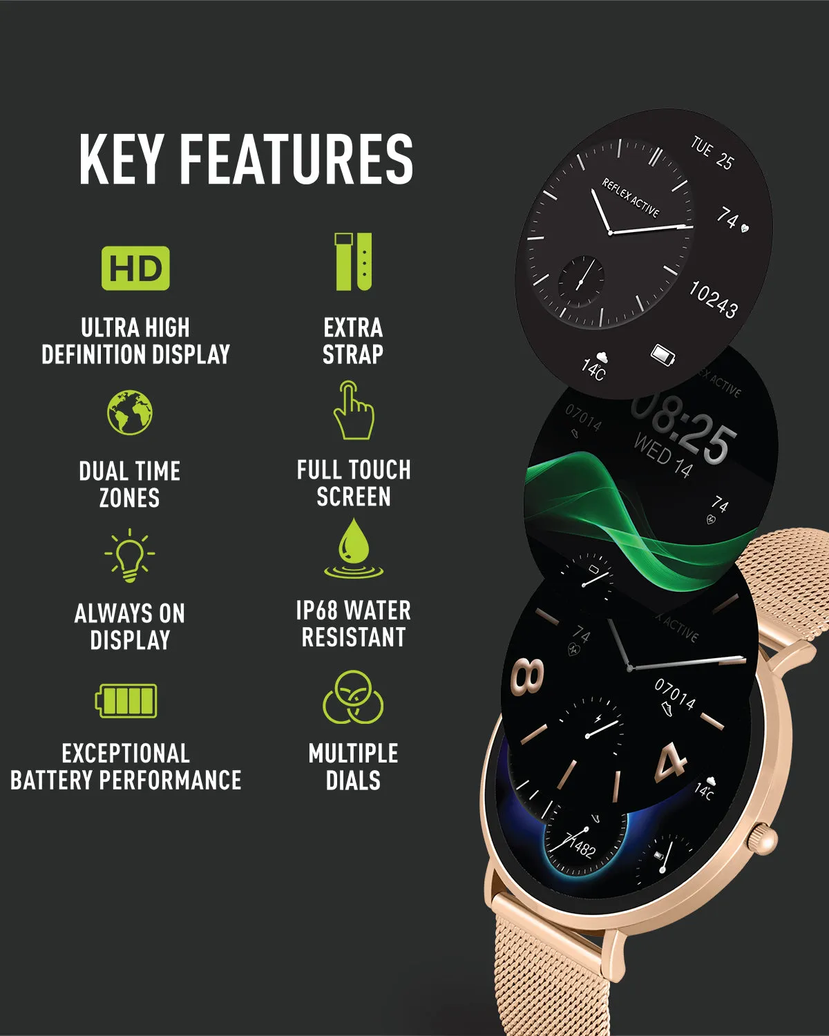 Series 42 Amoled Rose Mesh and Pink Silicone Smart Watch Set