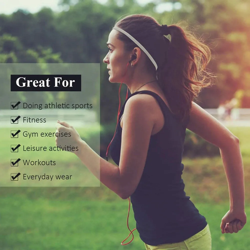 Set of 4 Thick Non-Slip Elastic Sport Headbands - Unisex Yoga Hair Bands