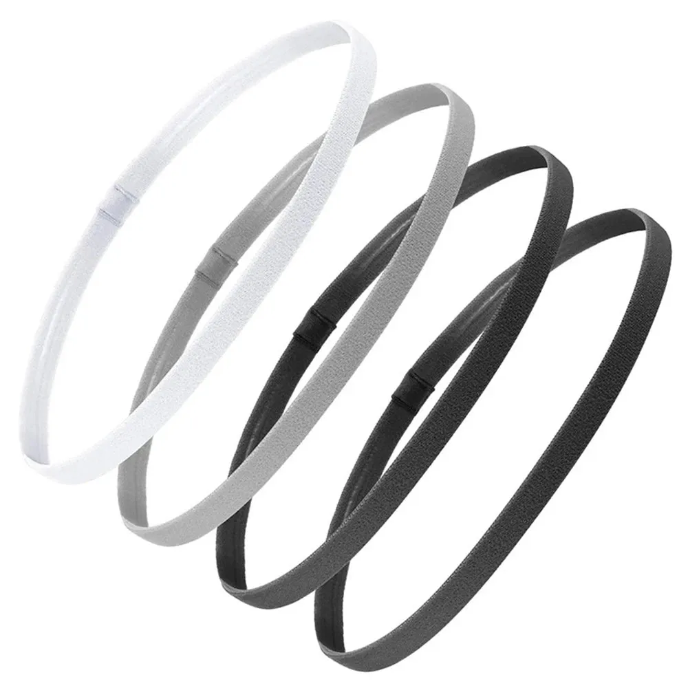 Set of 4 Thick Non-Slip Elastic Sport Headbands - Unisex Yoga Hair Bands