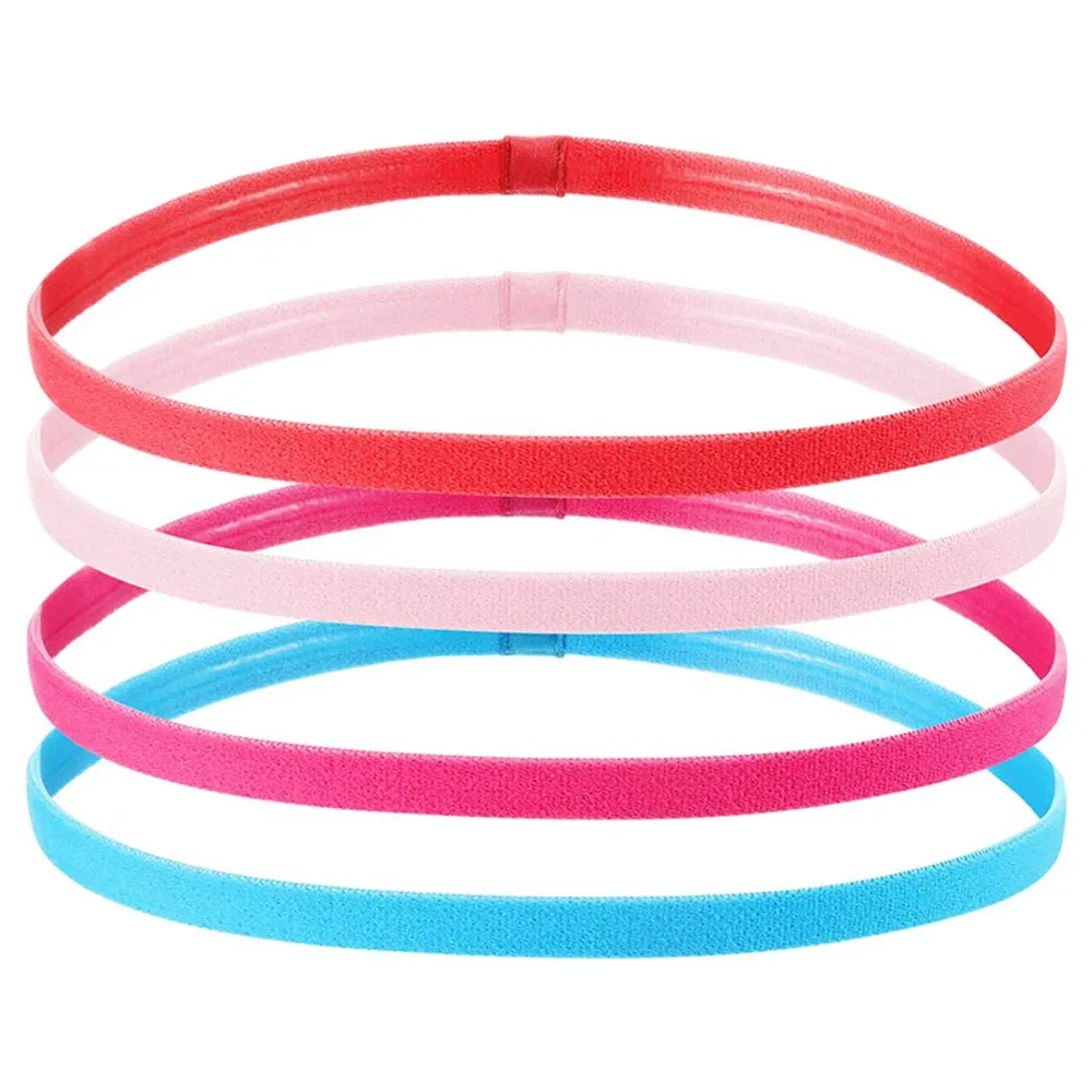Set of 4 Thick Non-Slip Elastic Sport Headbands - Unisex Yoga Hair Bands