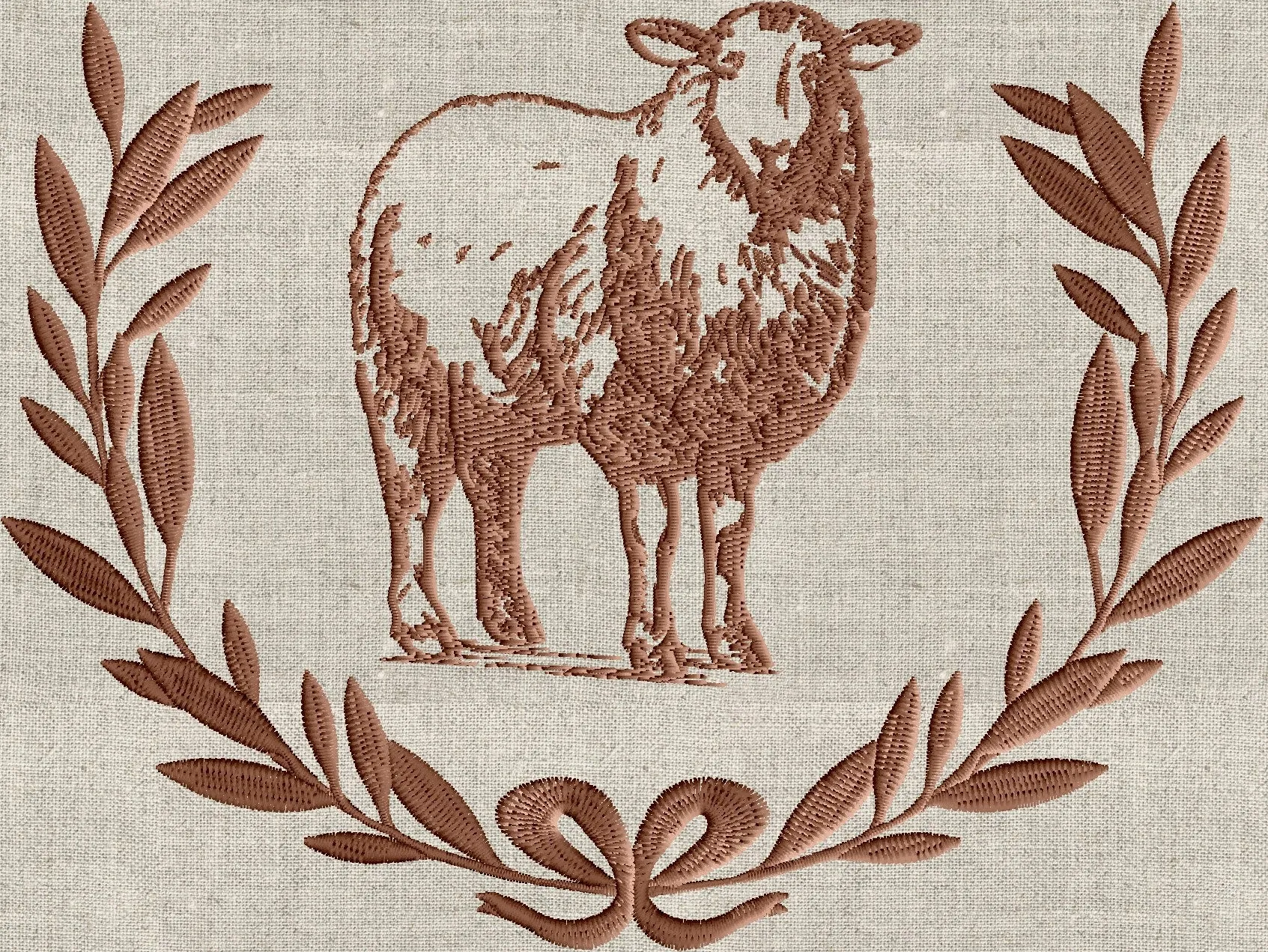 Sheep Lamb with Laurel wreath - Embroidery DESIGN FILE  Instant download 2 sizes & colors Hus Dst Jef Pes Exp Vp3 Easter Passover sheep lamb