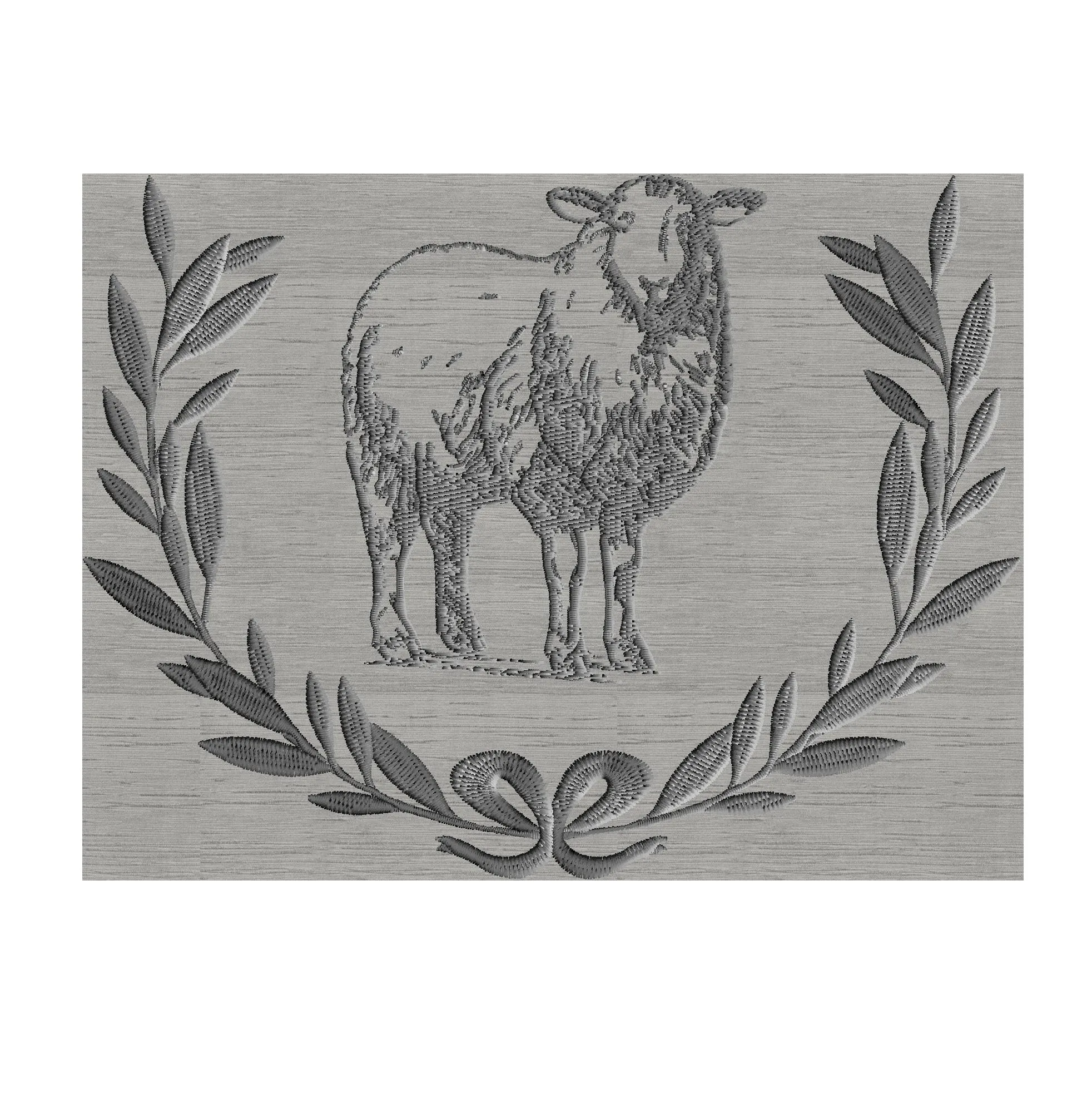 Sheep Lamb with Laurel wreath - Embroidery DESIGN FILE  Instant download 2 sizes & colors Hus Dst Jef Pes Exp Vp3 Easter Passover sheep lamb