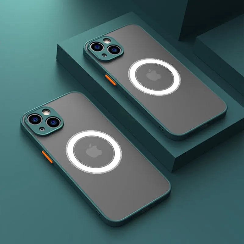 Shockproof Armor Matte Luxury Magnetic Magsafe iPhone Case For Wireless Charging