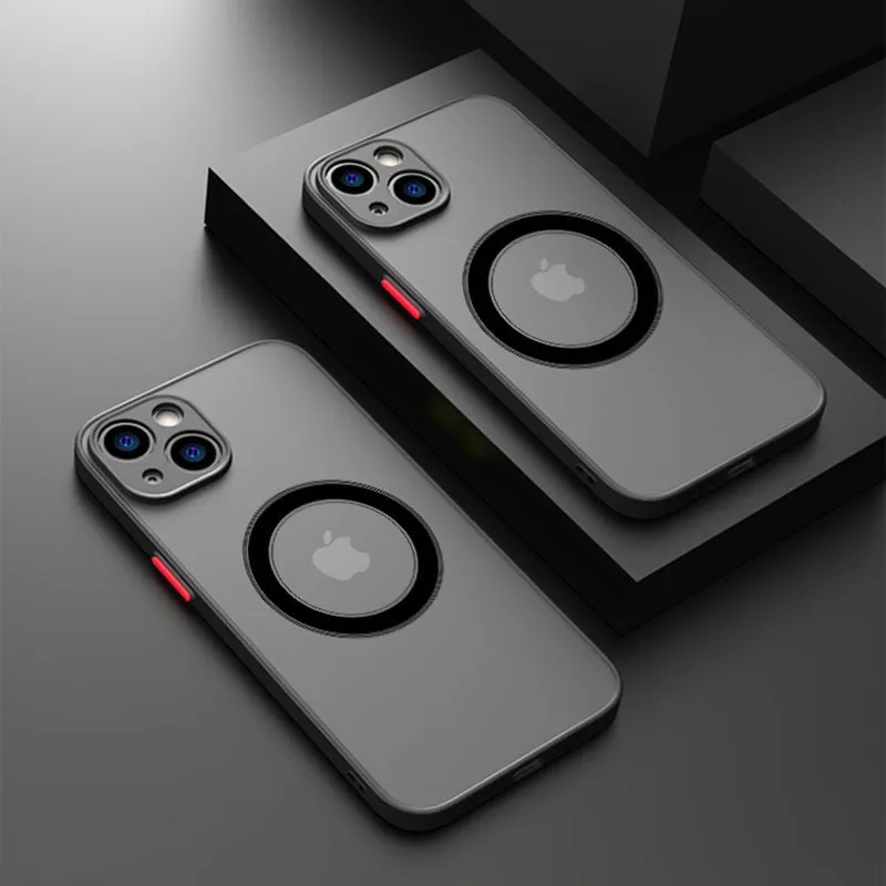 Shockproof Armor Matte Luxury Magnetic Magsafe iPhone Case For Wireless Charging