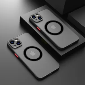 Shockproof Armor Matte Luxury Magnetic Magsafe iPhone Case For Wireless Charging
