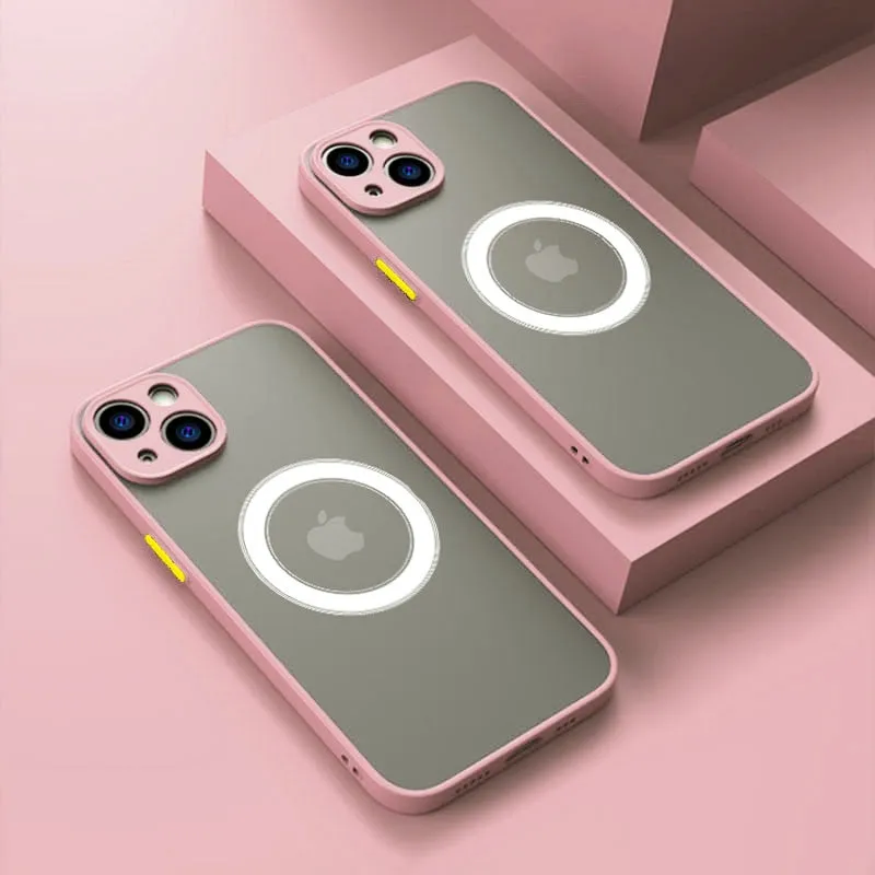 Shockproof Armor Matte Luxury Magnetic Magsafe iPhone Case For Wireless Charging