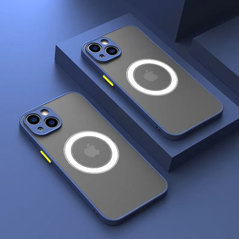 Shockproof Armor Matte Luxury Magnetic Magsafe iPhone Case For Wireless Charging