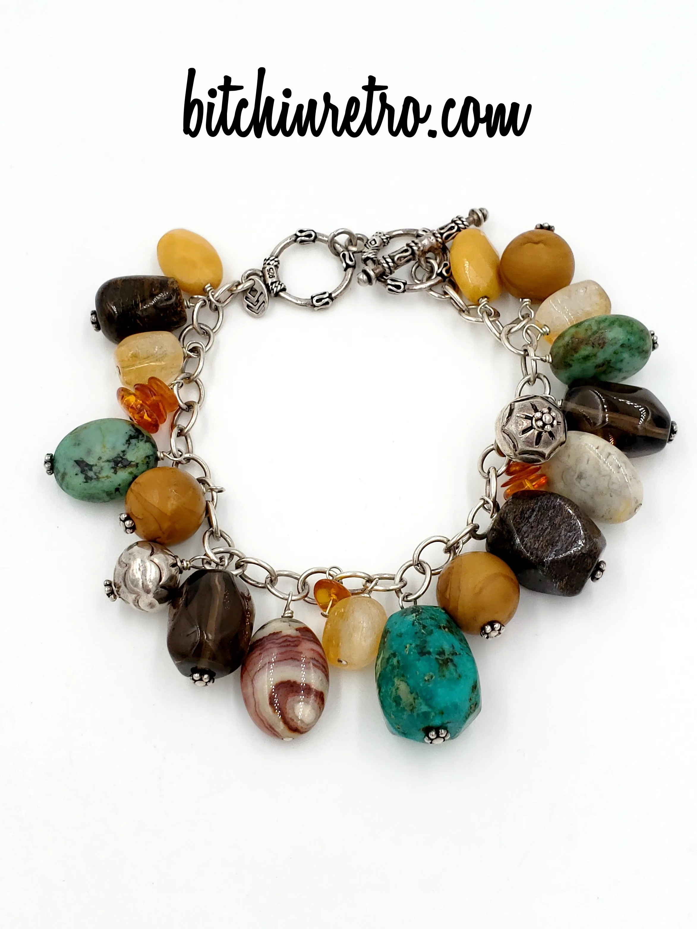 Silpada Sterling Silver and Semi-Precious Stone Charm Bracelet