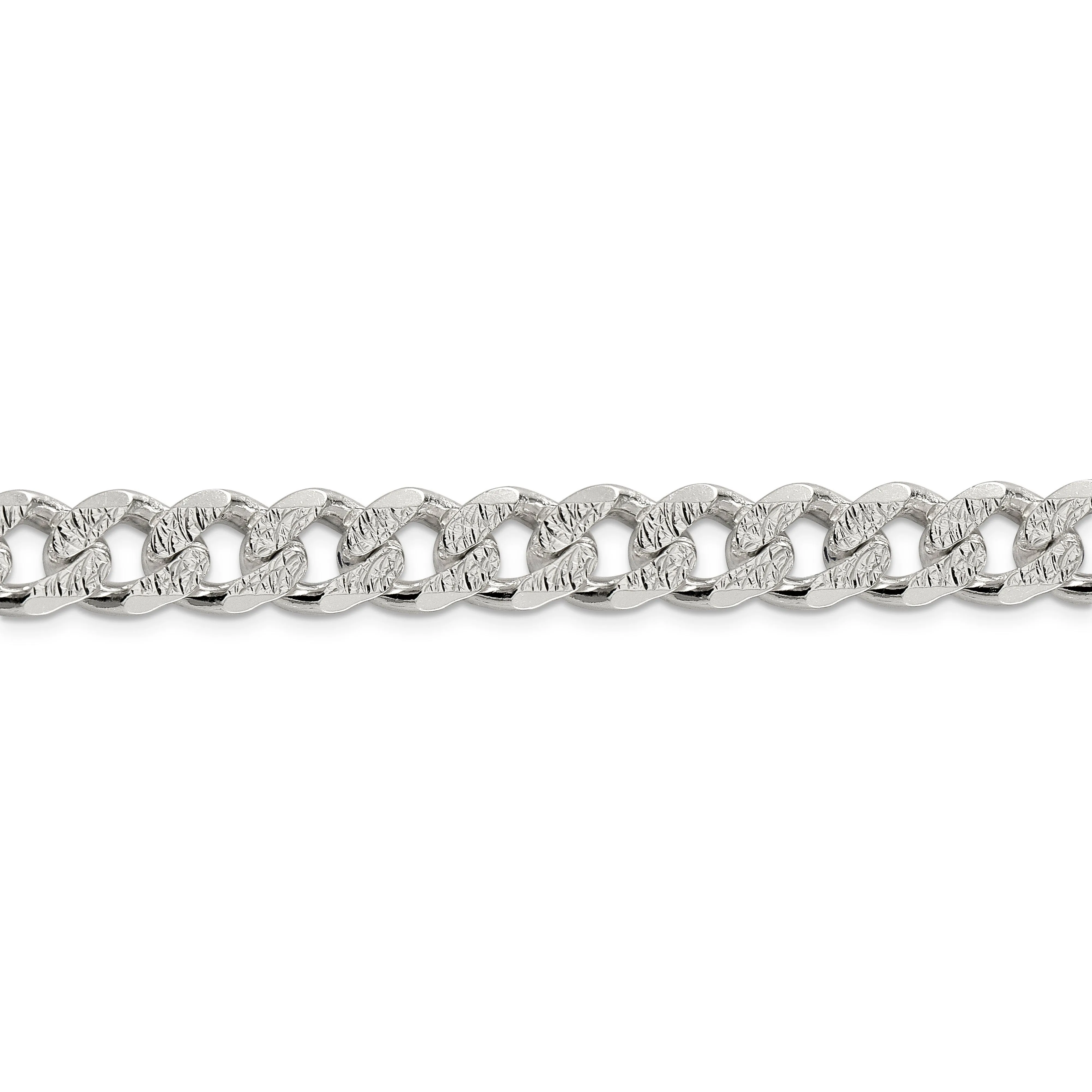 Silver 10.50-mm Solid Pave Link Curb Chain