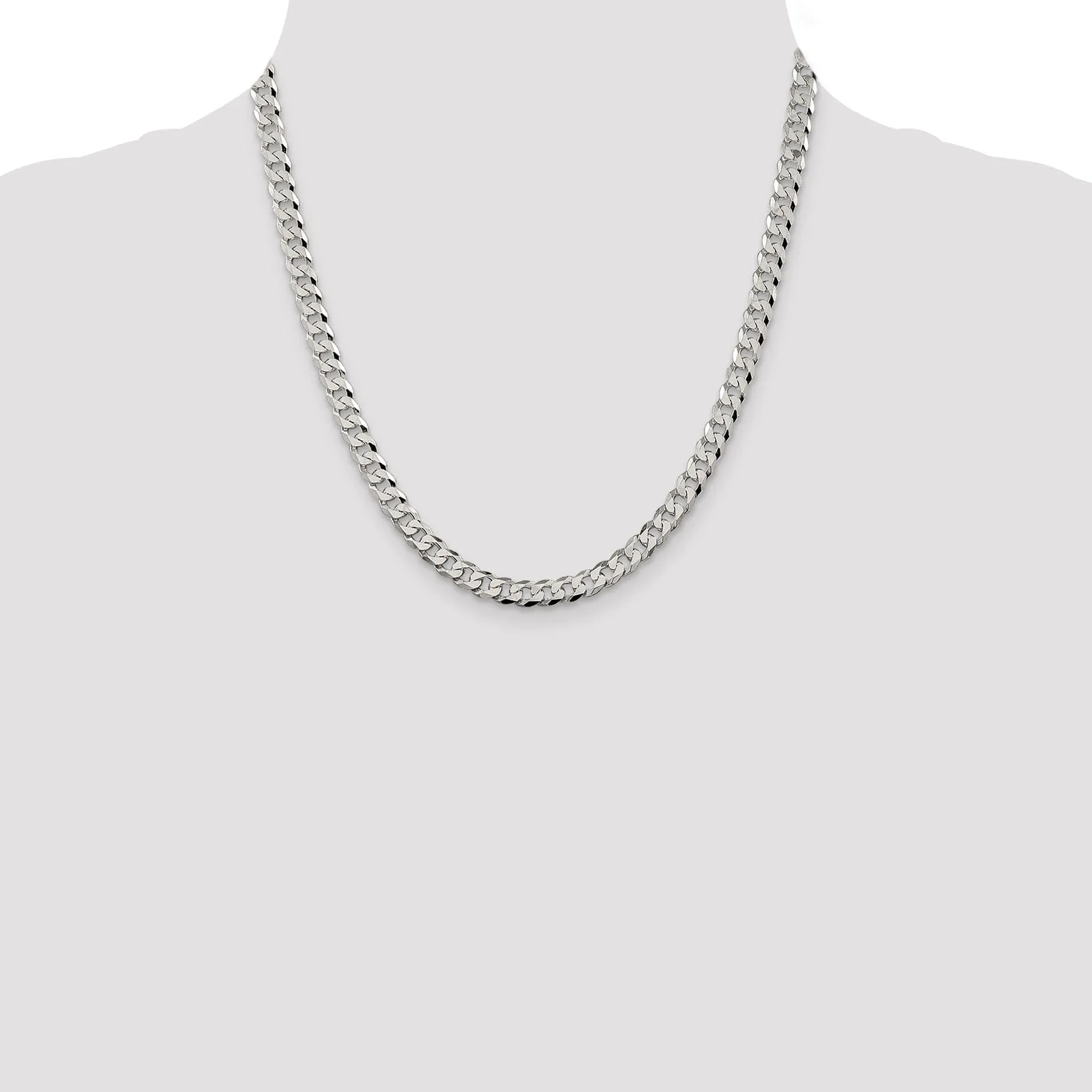 Silver 5.50-mm Solid Beveled Link Curb Chain
