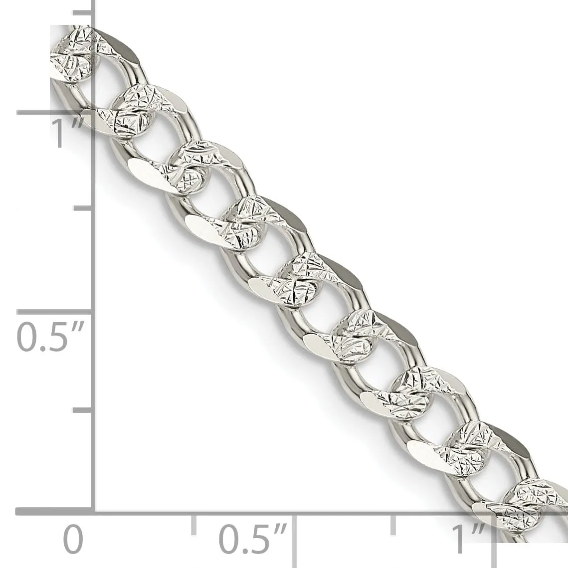 Silver 5.50-mm Solid Pave Link Curb Chain