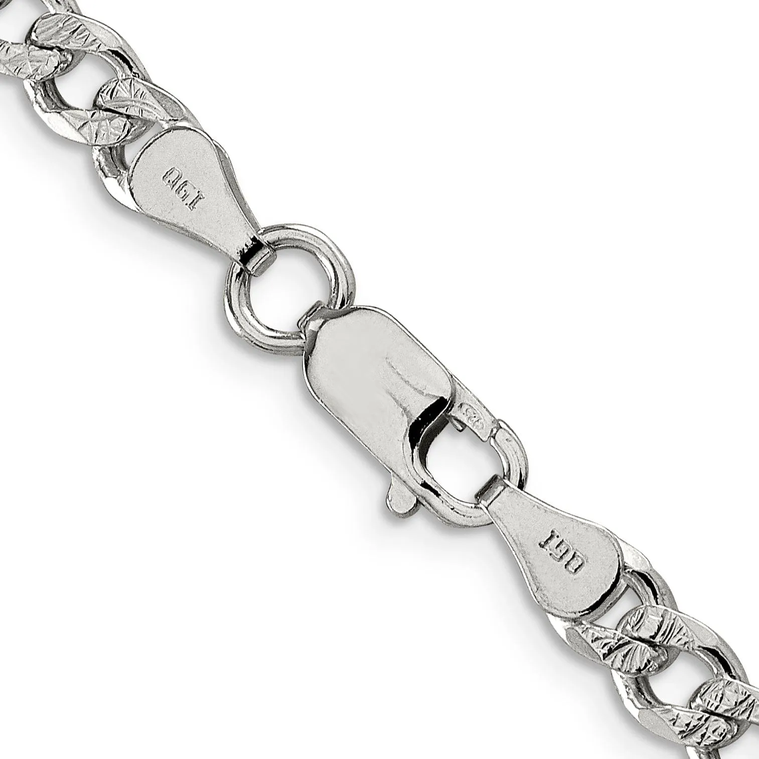 Silver 5.50-mm Solid Pave Link Curb Chain