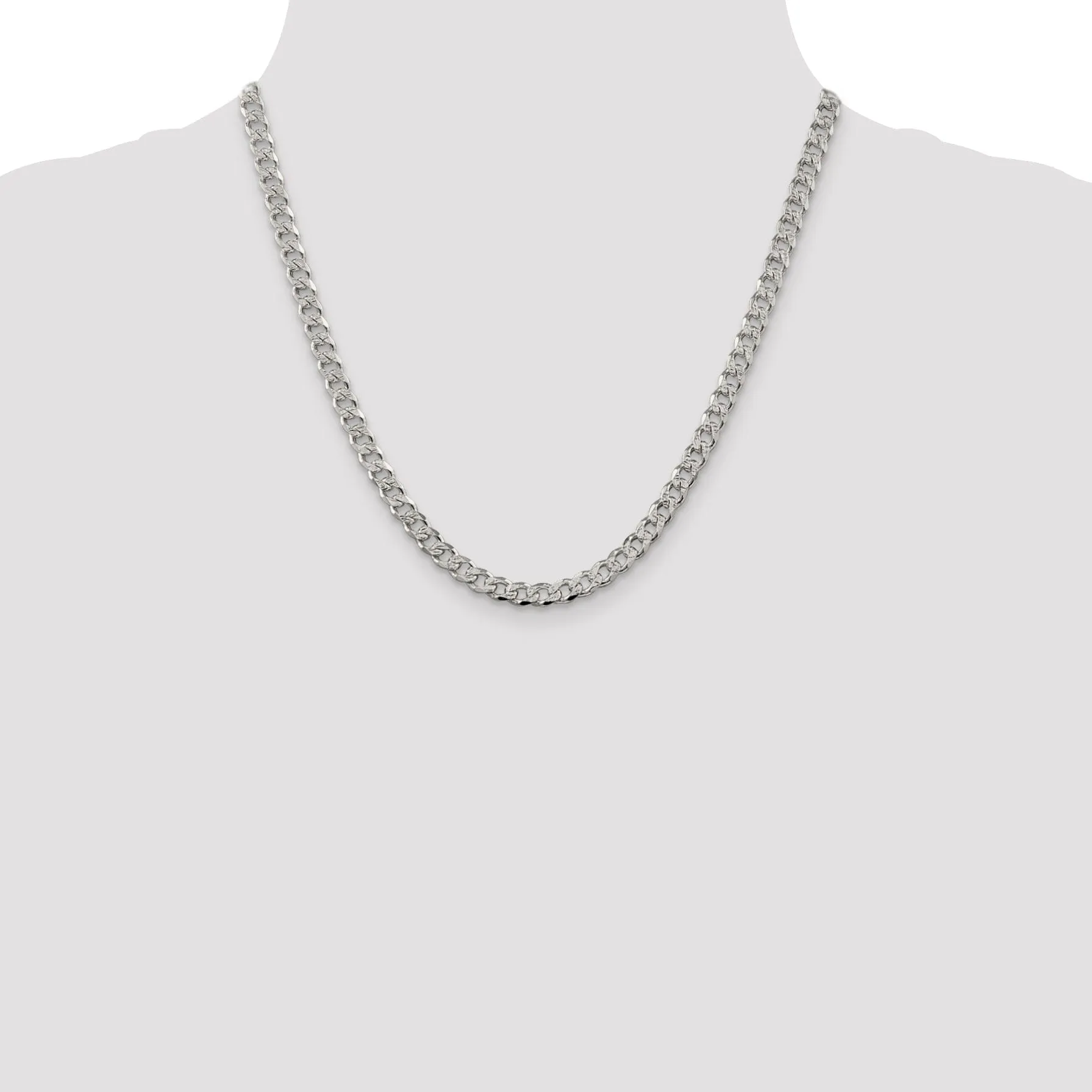 Silver 5.50-mm Solid Pave Link Curb Chain
